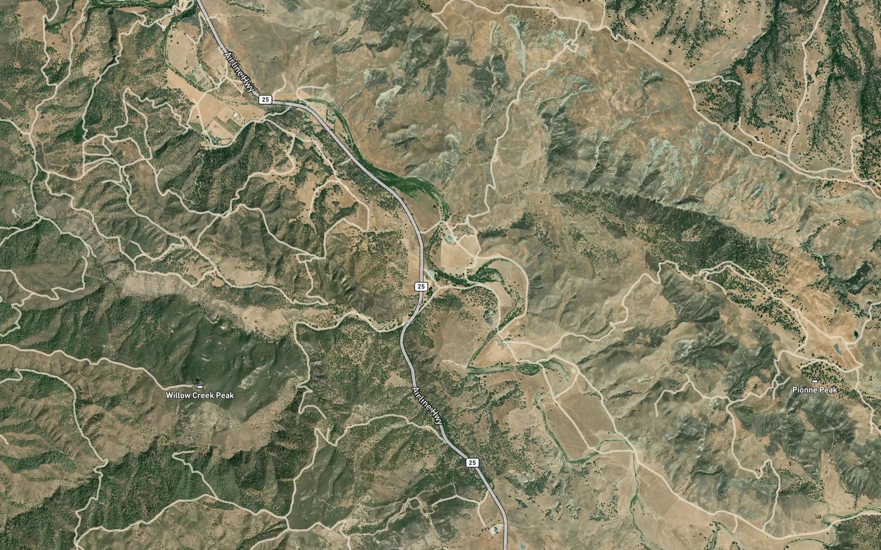 Satellite map of the Willow Creek