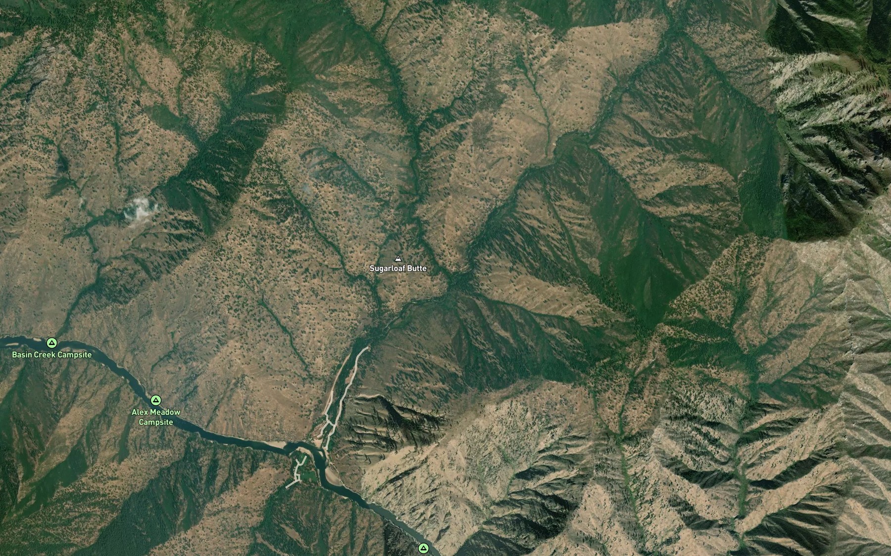 Satellite map of the Arlington Creek