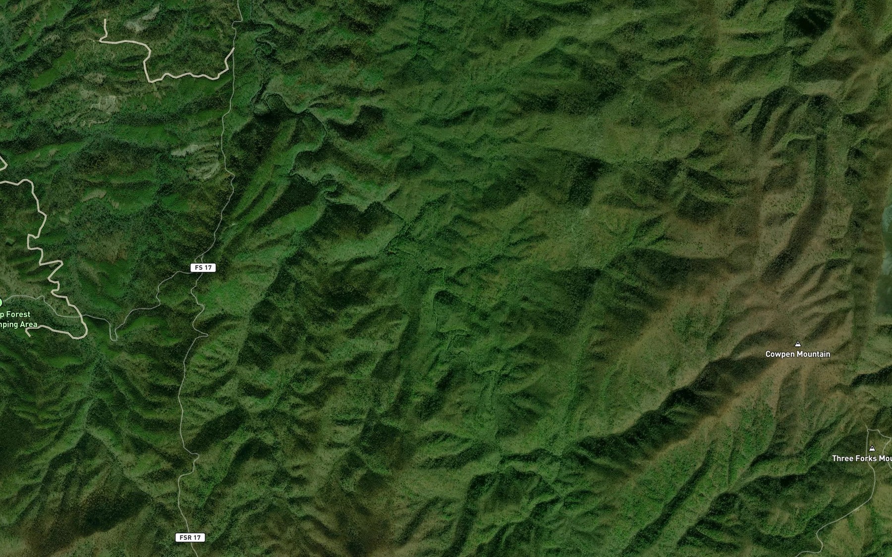 Satellite map of the Panther Creek