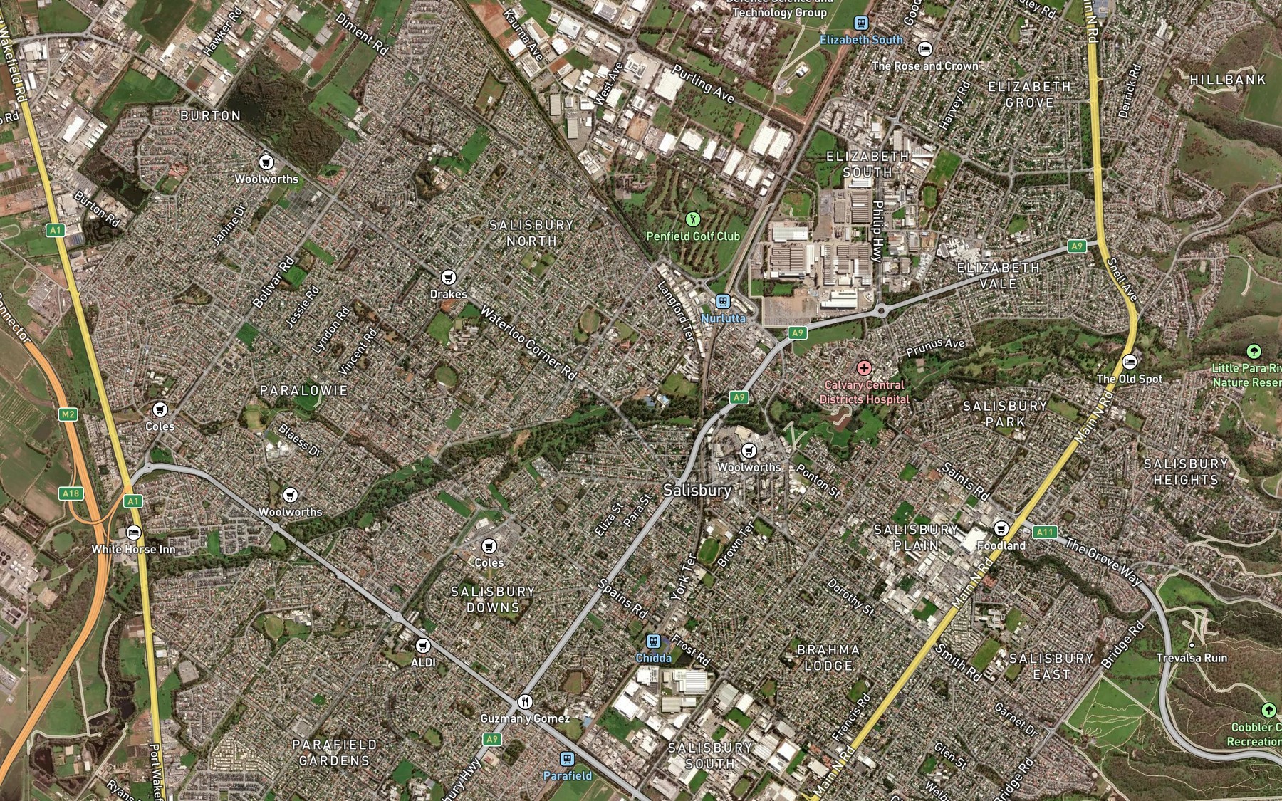 Satellite map of the Salisbury North Wetland