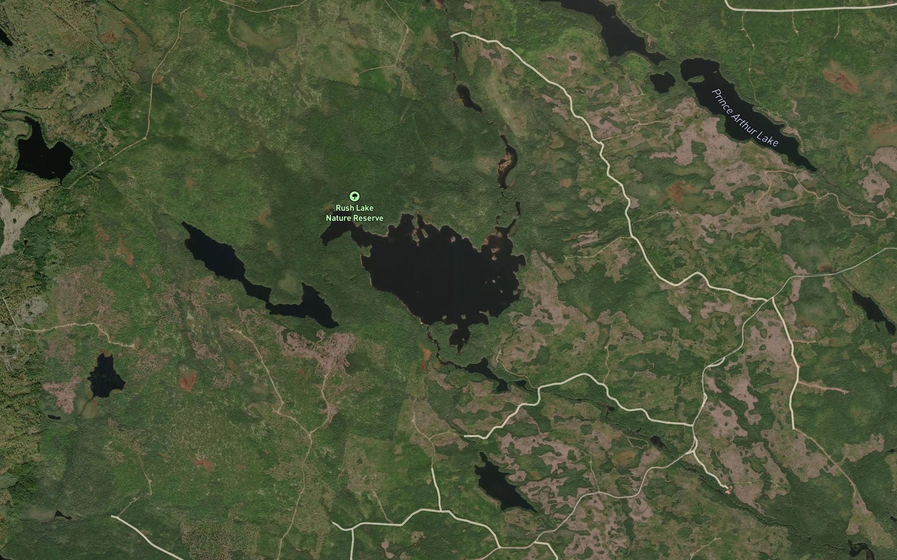 Satellite map of the Rush Lake
