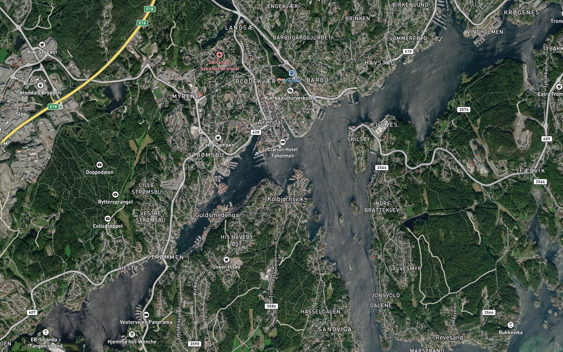 Satellite map of the Kolbjornsvikbukta