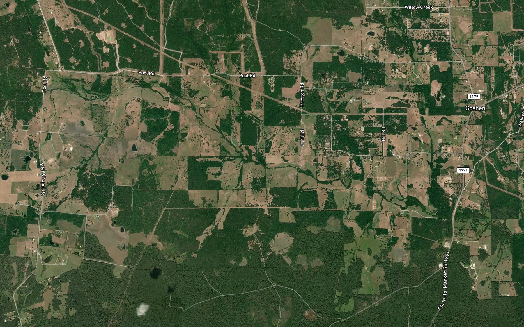 Satellite map of the Clear Branch
