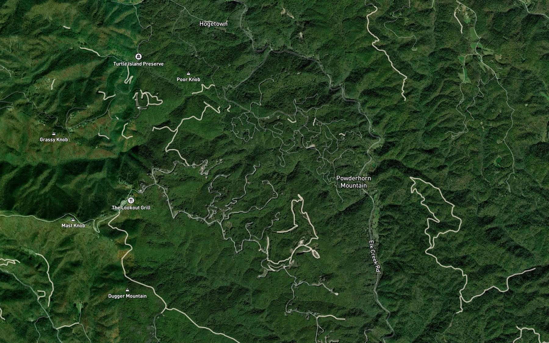 Satellite map of the Pine Knob Branch