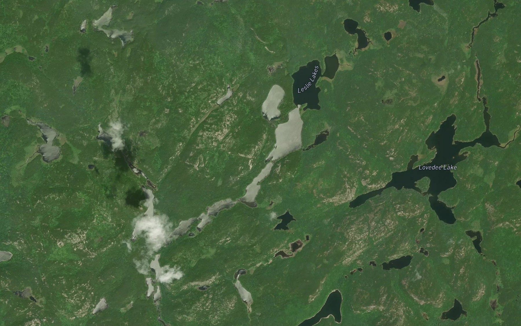 Satellite map of the Leslie Lakes