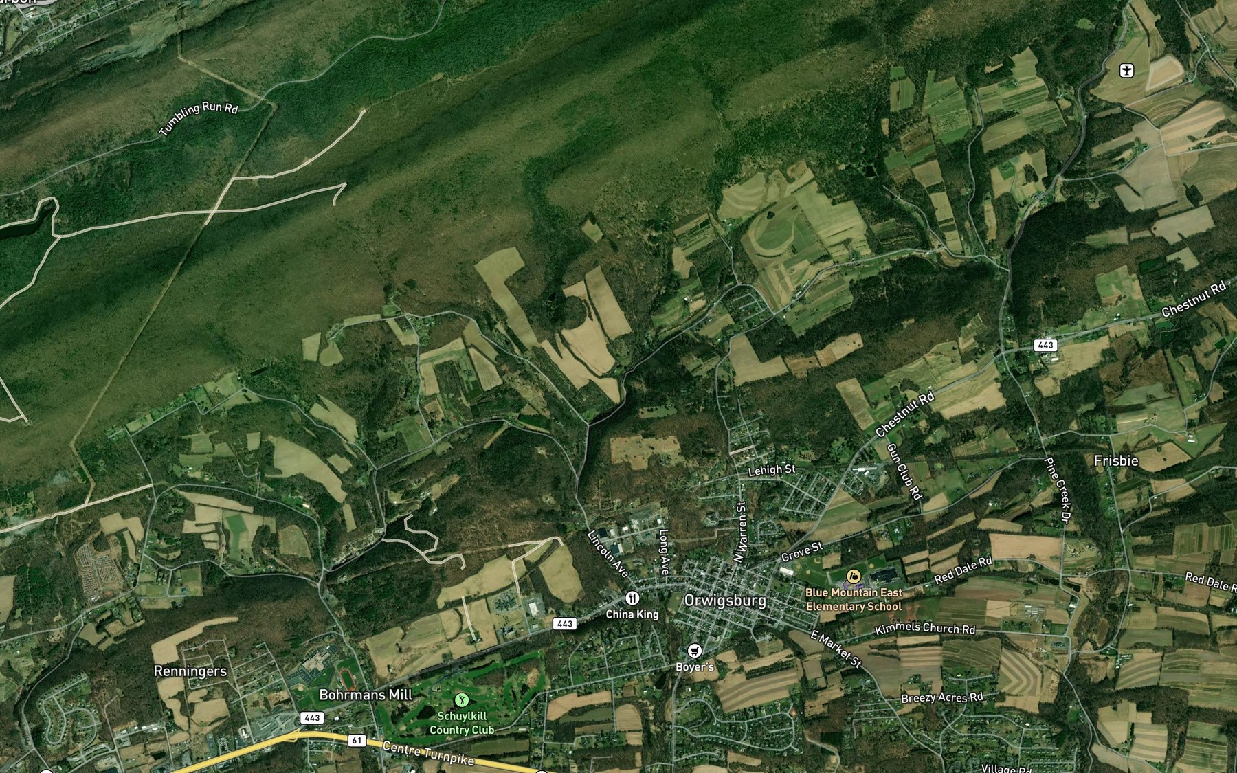 Satellite map of the Silfis Run