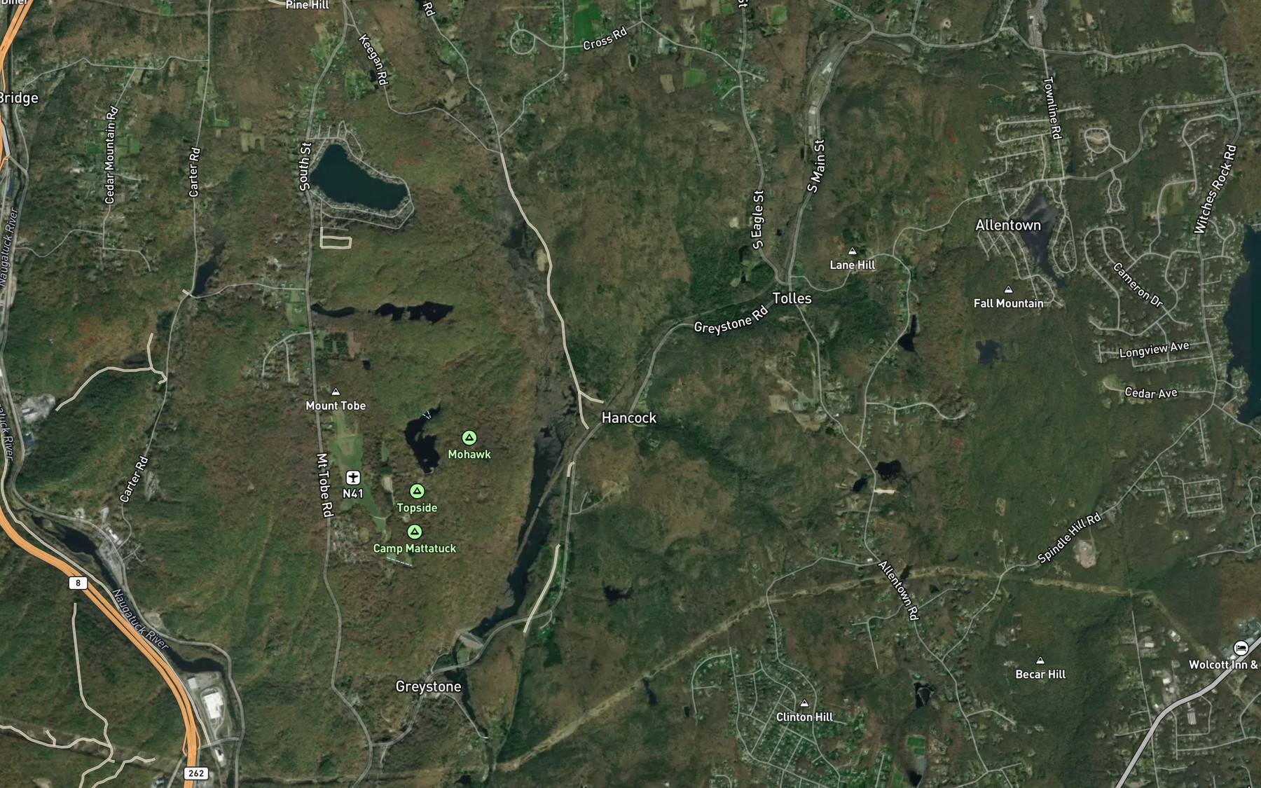 Satellite map of the Meyers Pond