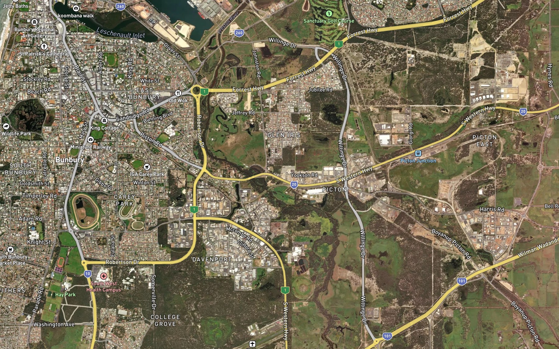 Satellite map of the Ferguson River