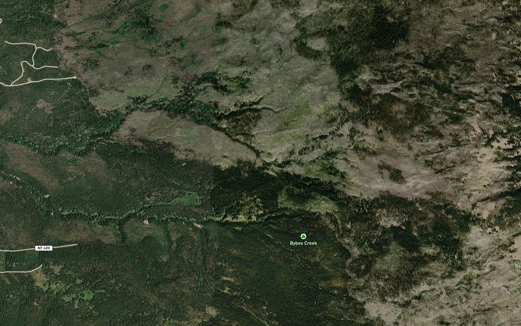 Satellite map of the South Fork Copeland Creek