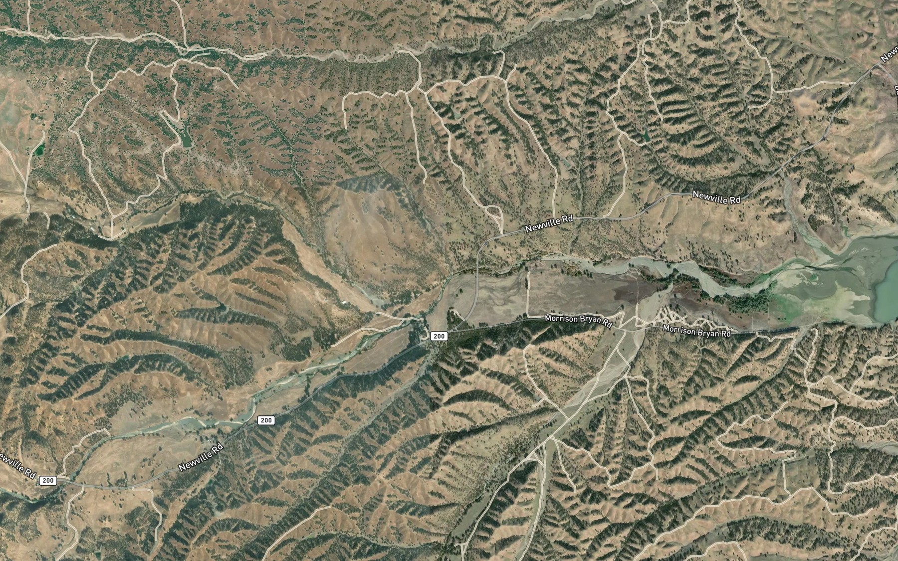 Satellite map of the Kendrick Creek