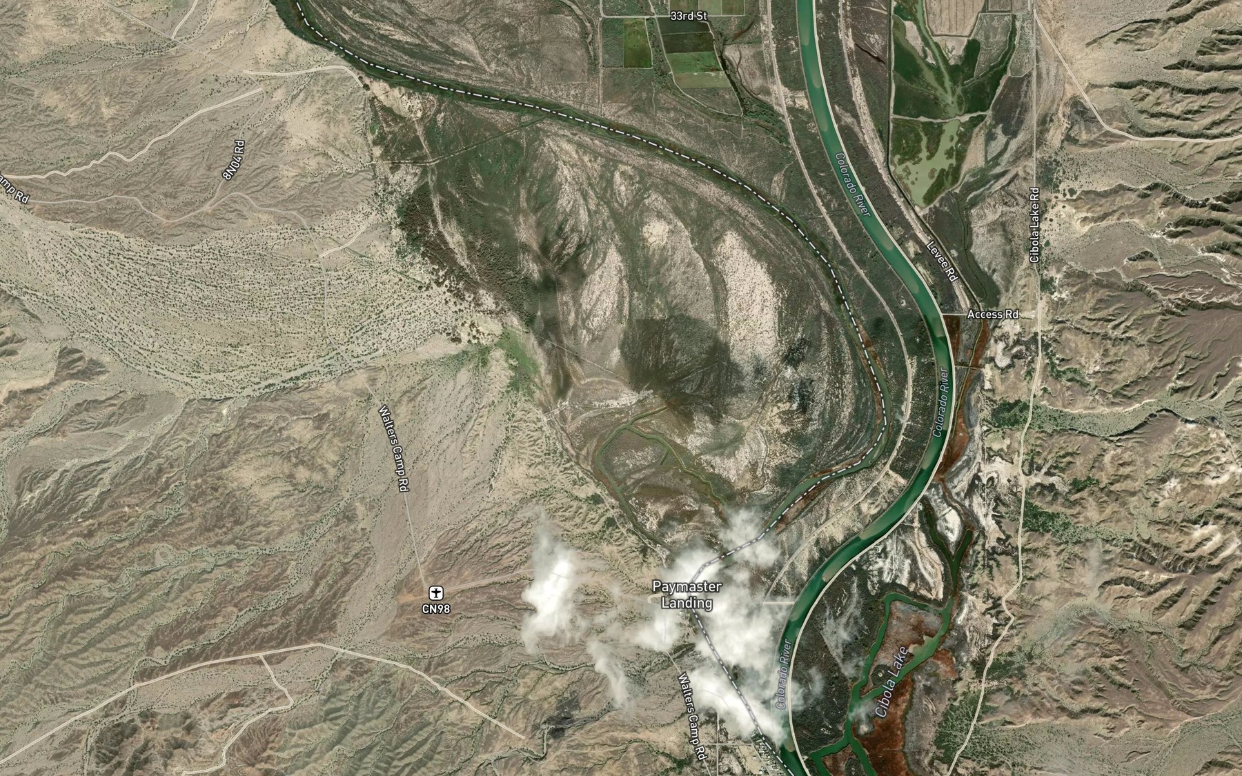 Satellite map of the Milpitas Wash