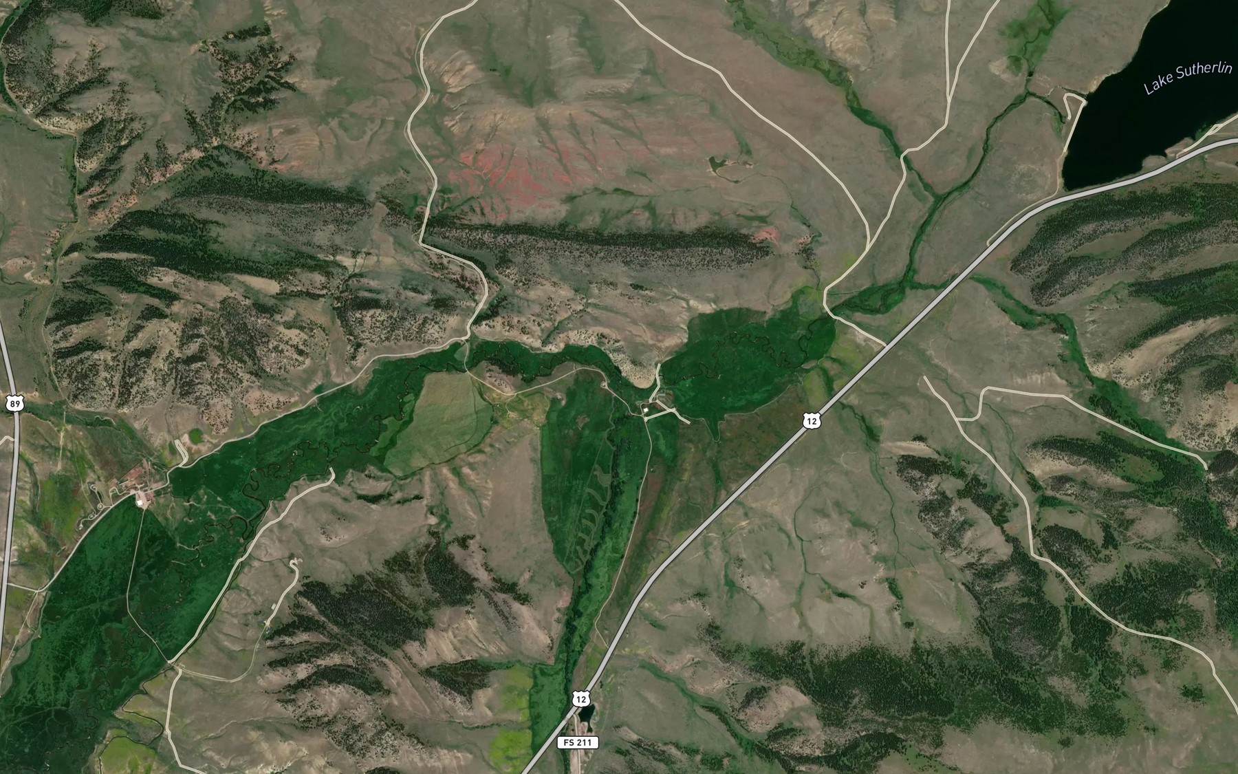 Satellite map of the Fourmile Creek