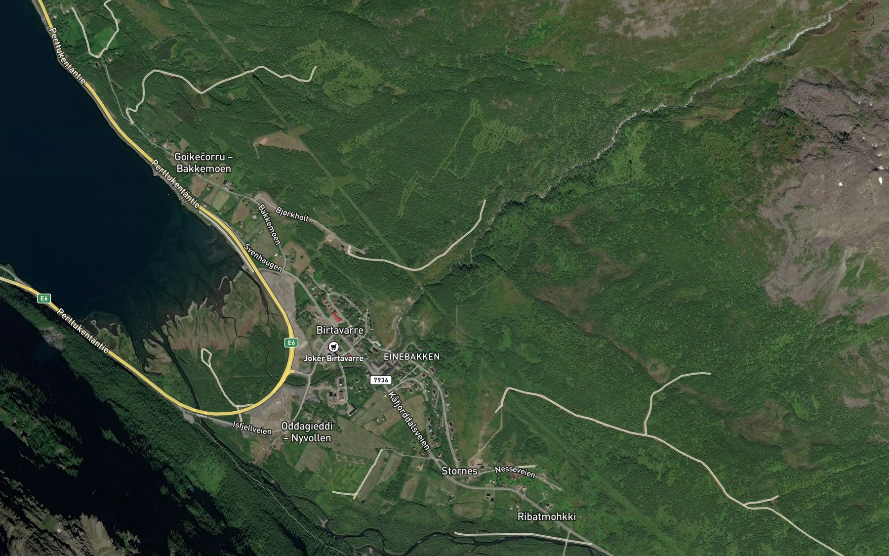 Satellite map of the Badjananjohka