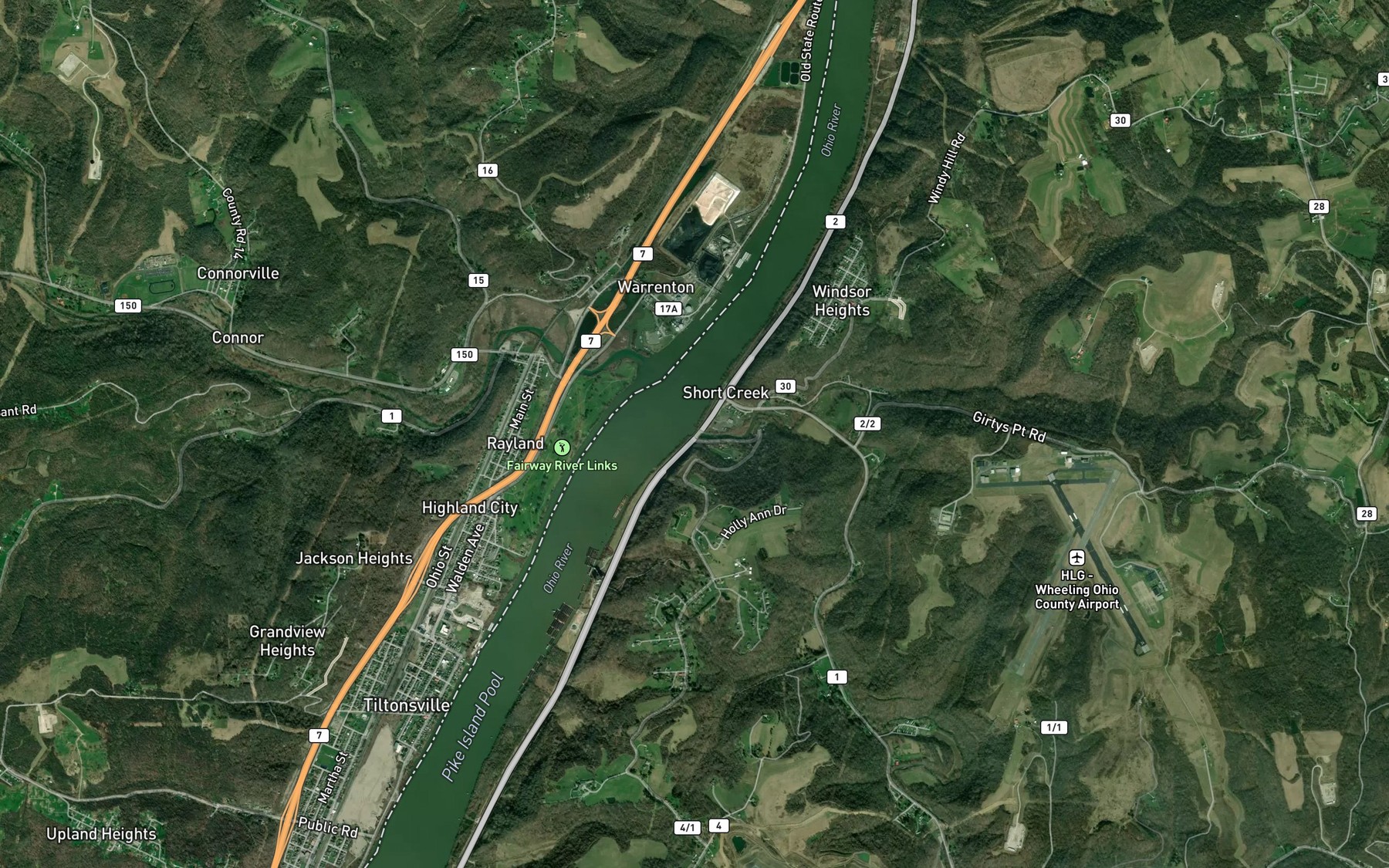 Satellite map of the Short Creek