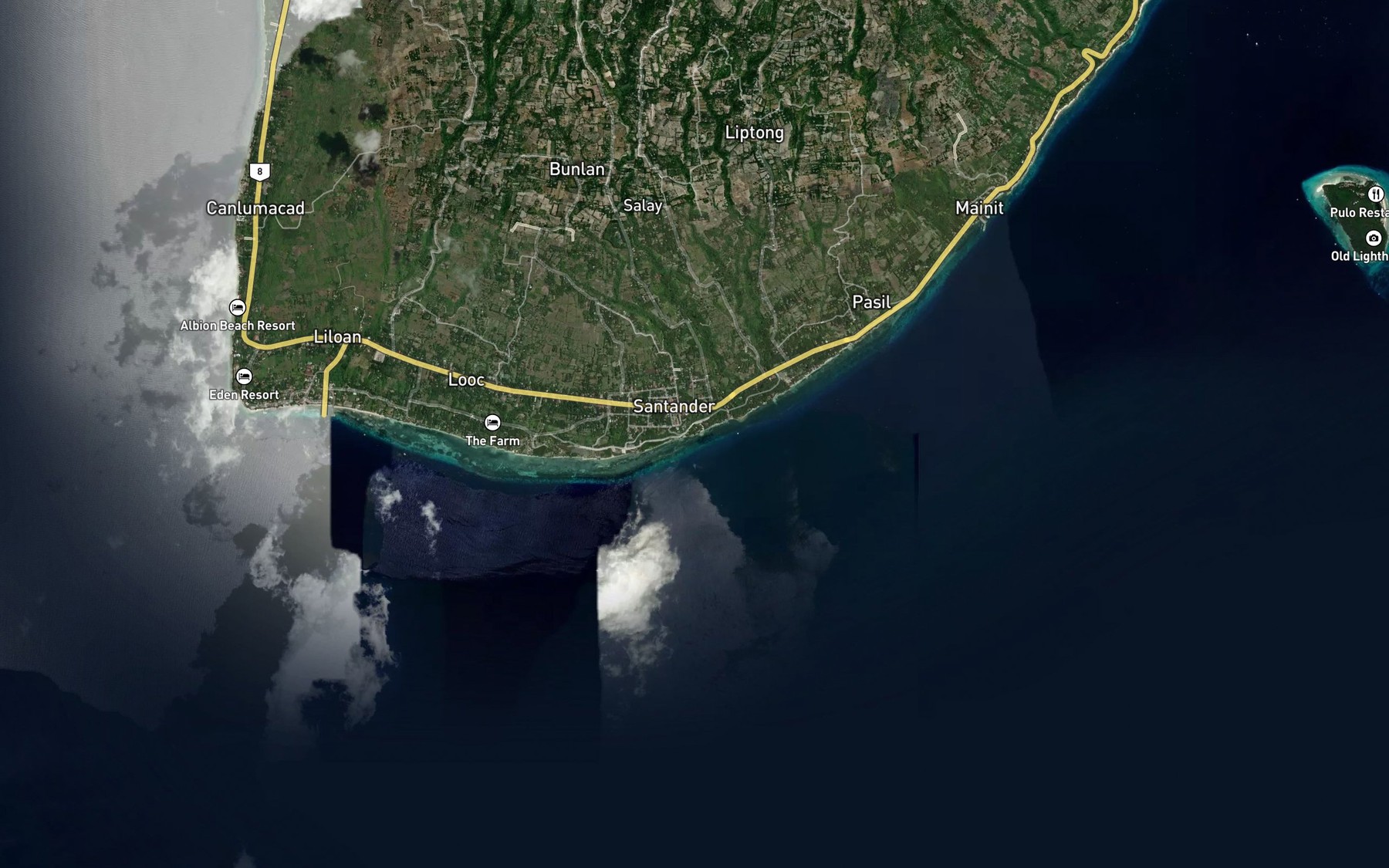 Satellite map of the Canisot River