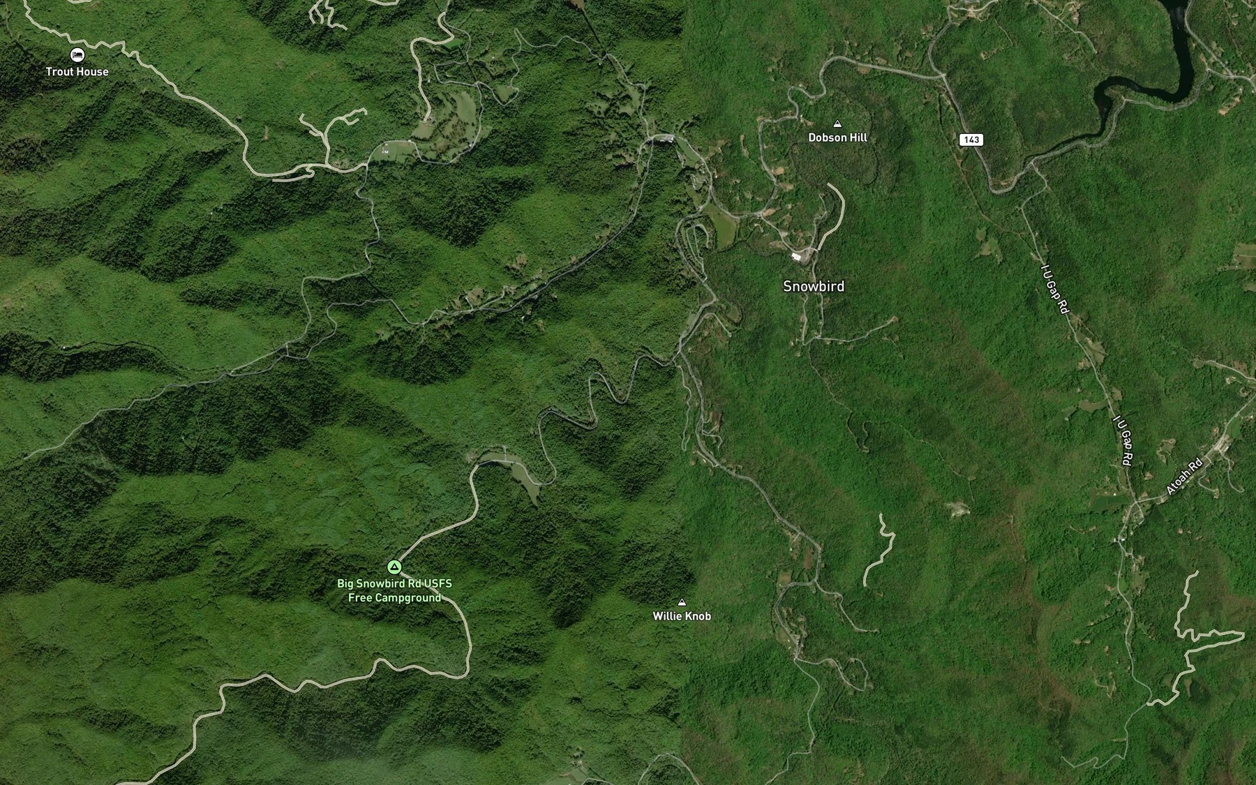 Satellite map of the Lovin Branch