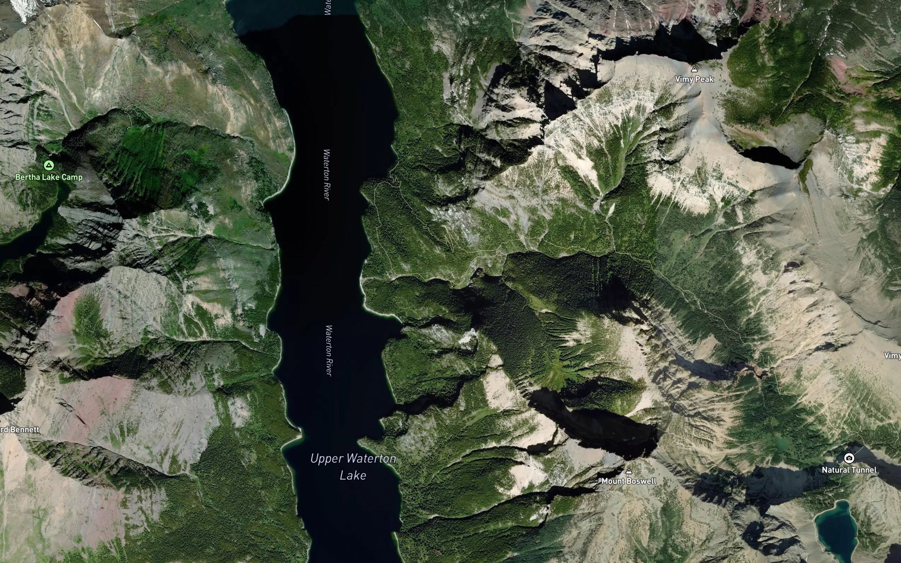 Satellite map of the Hell-Roaring Falls