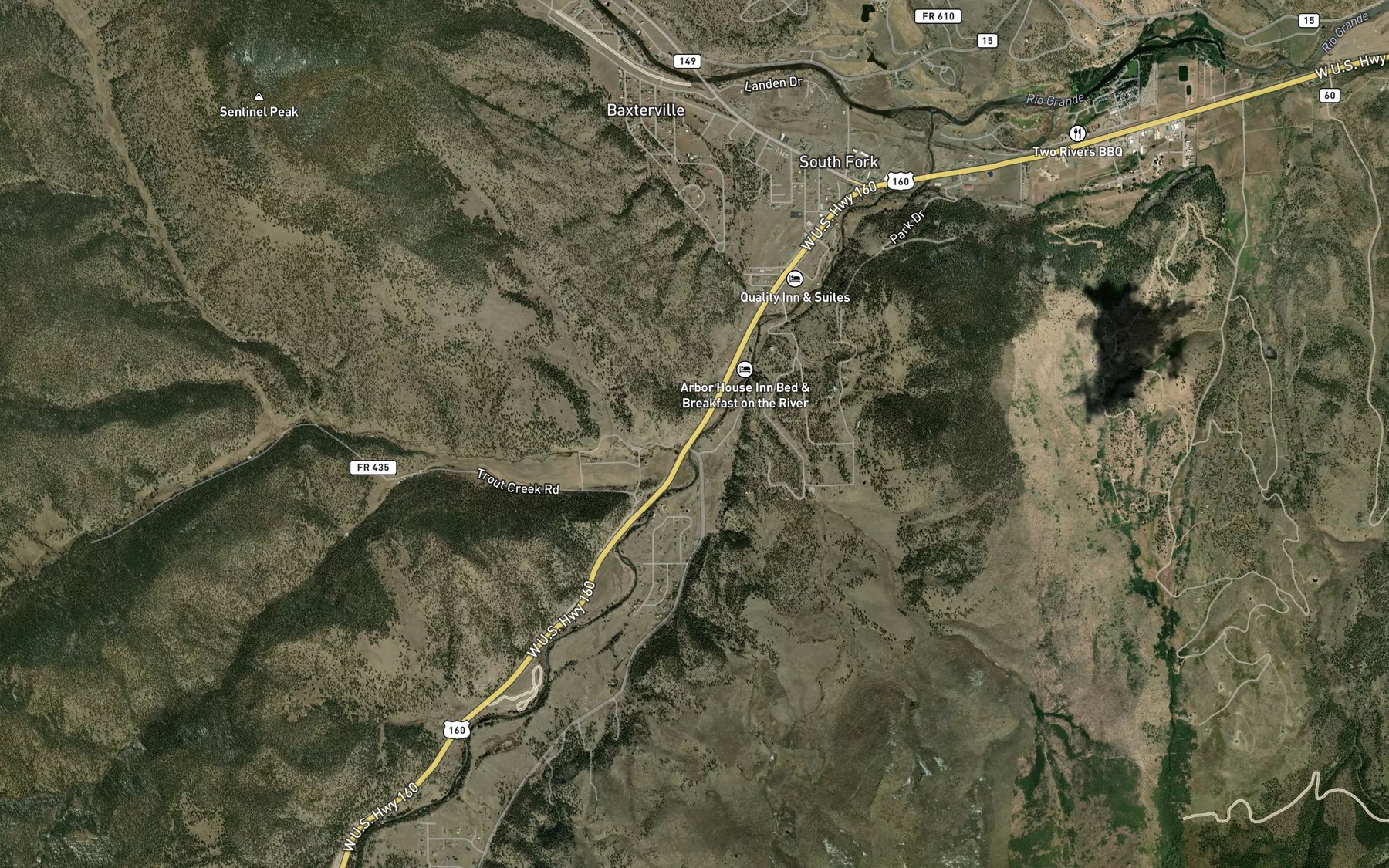 Satellite map of the Trout Creek