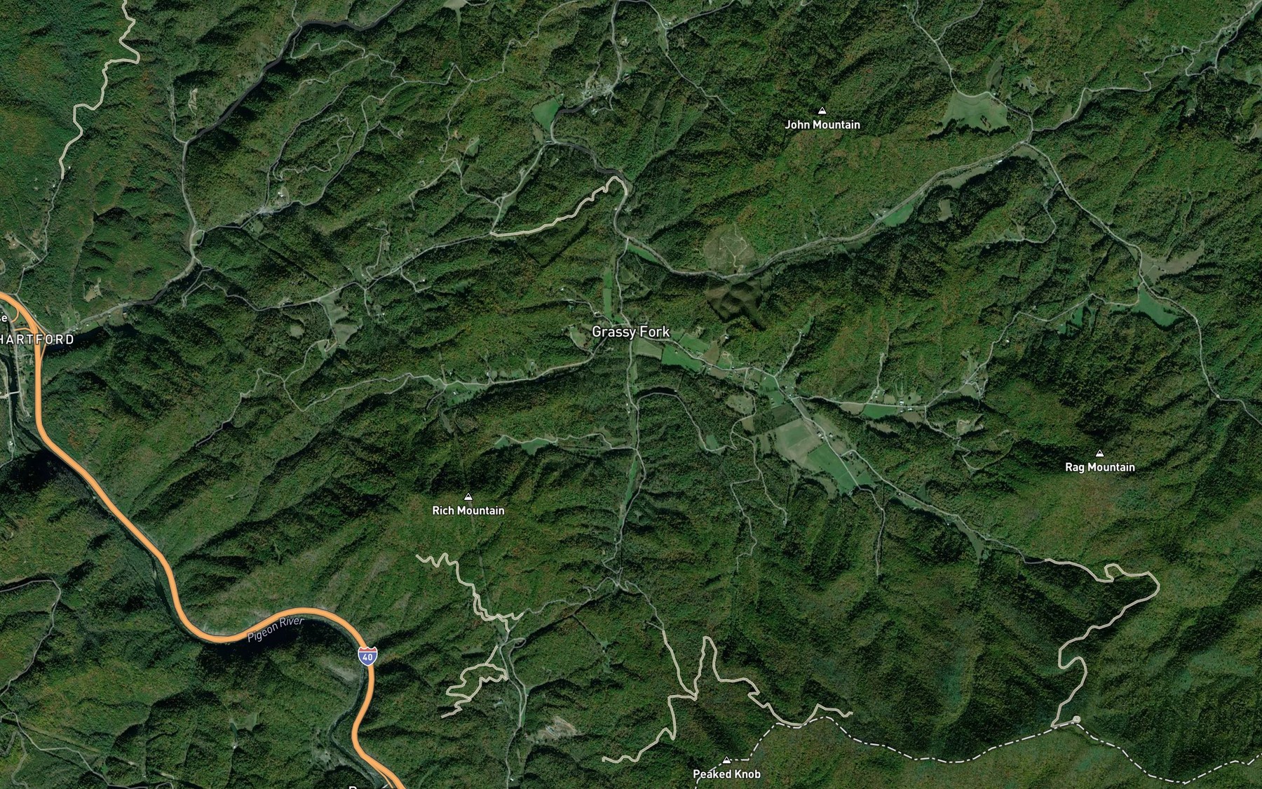 Satellite map of the Simmons Branch