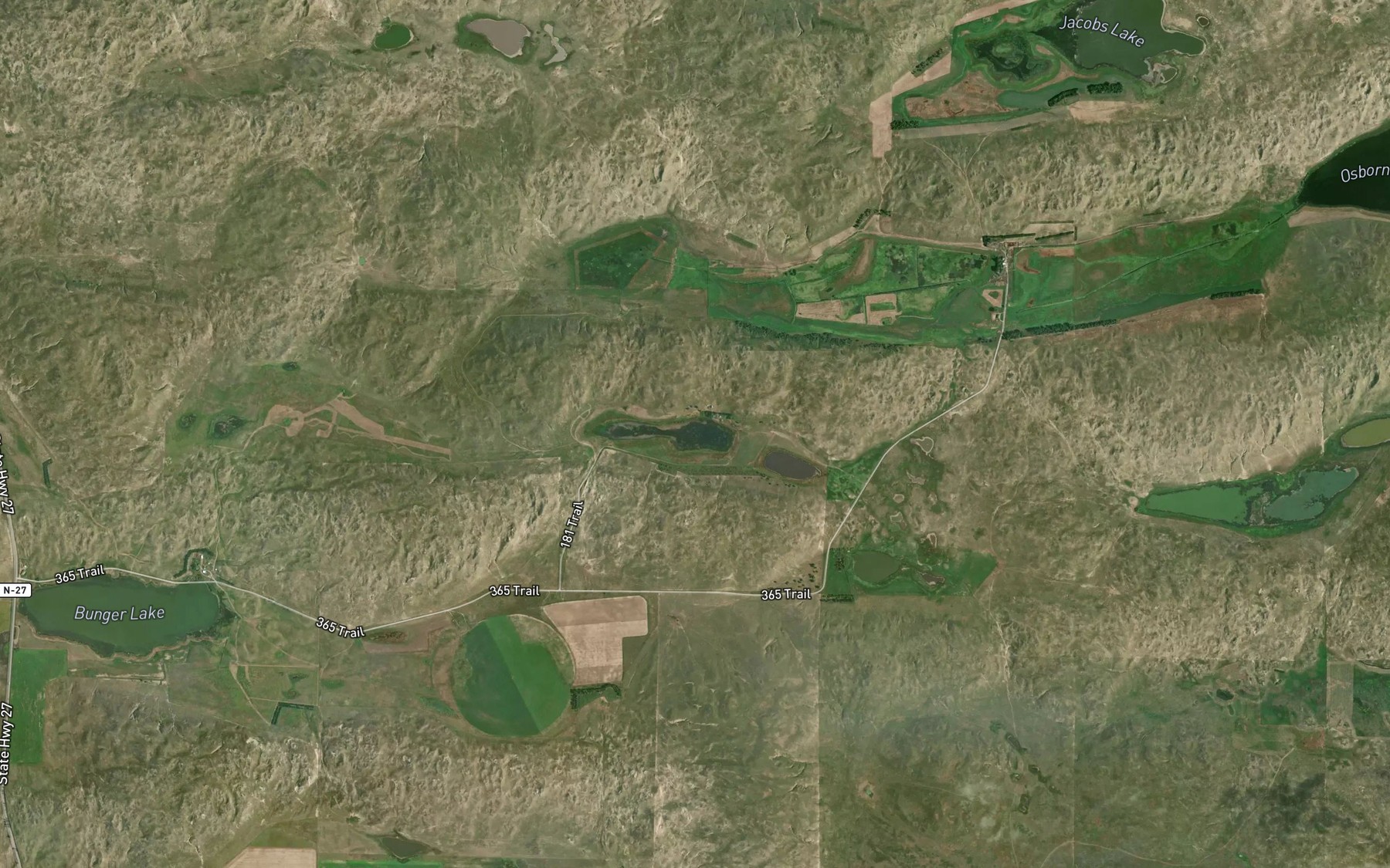 Satellite map of the Sandoz Lake