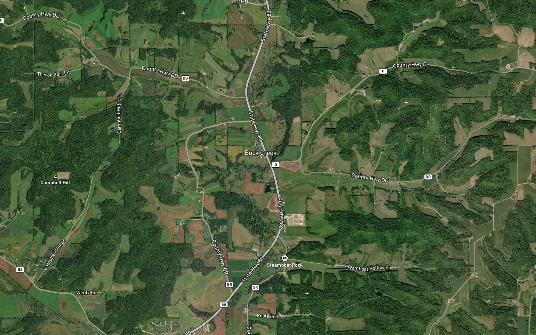 Satellite map of the South Buck Creek