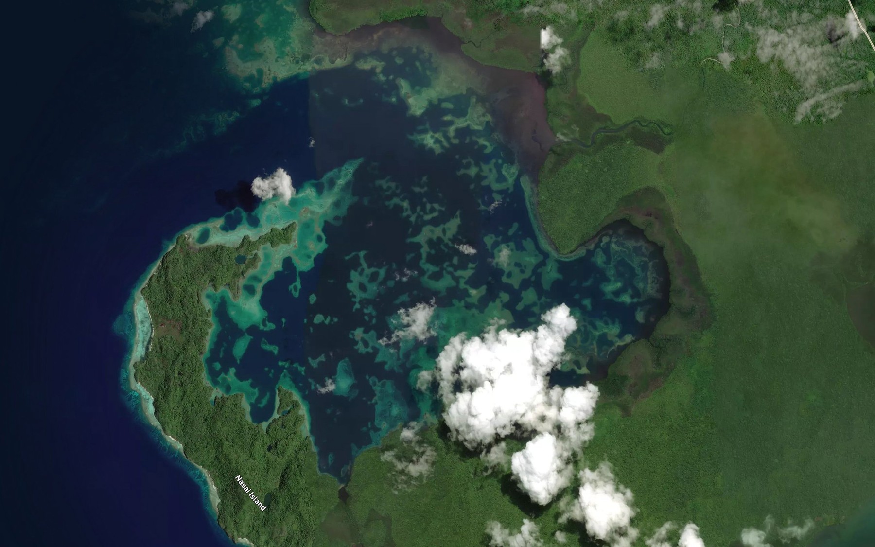 Satellite map of the Wonai Bay