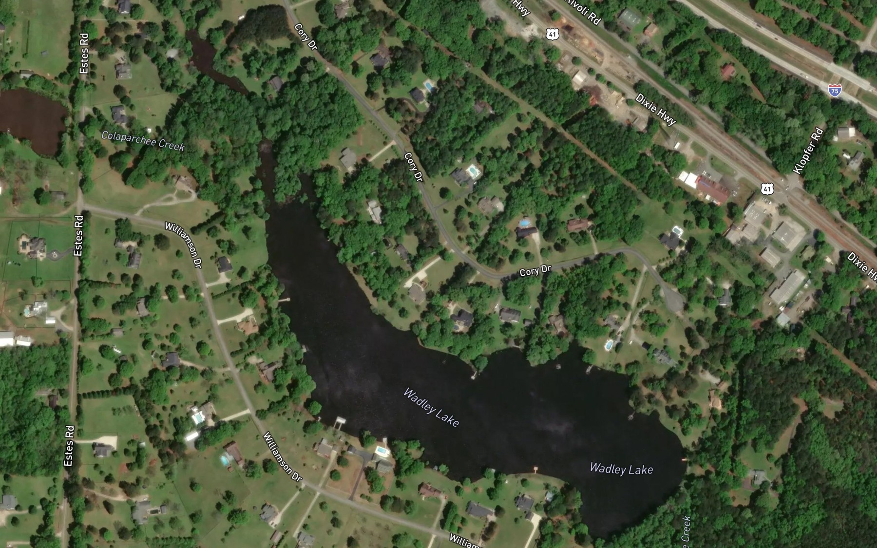 Satellite map of the Williamson Lake