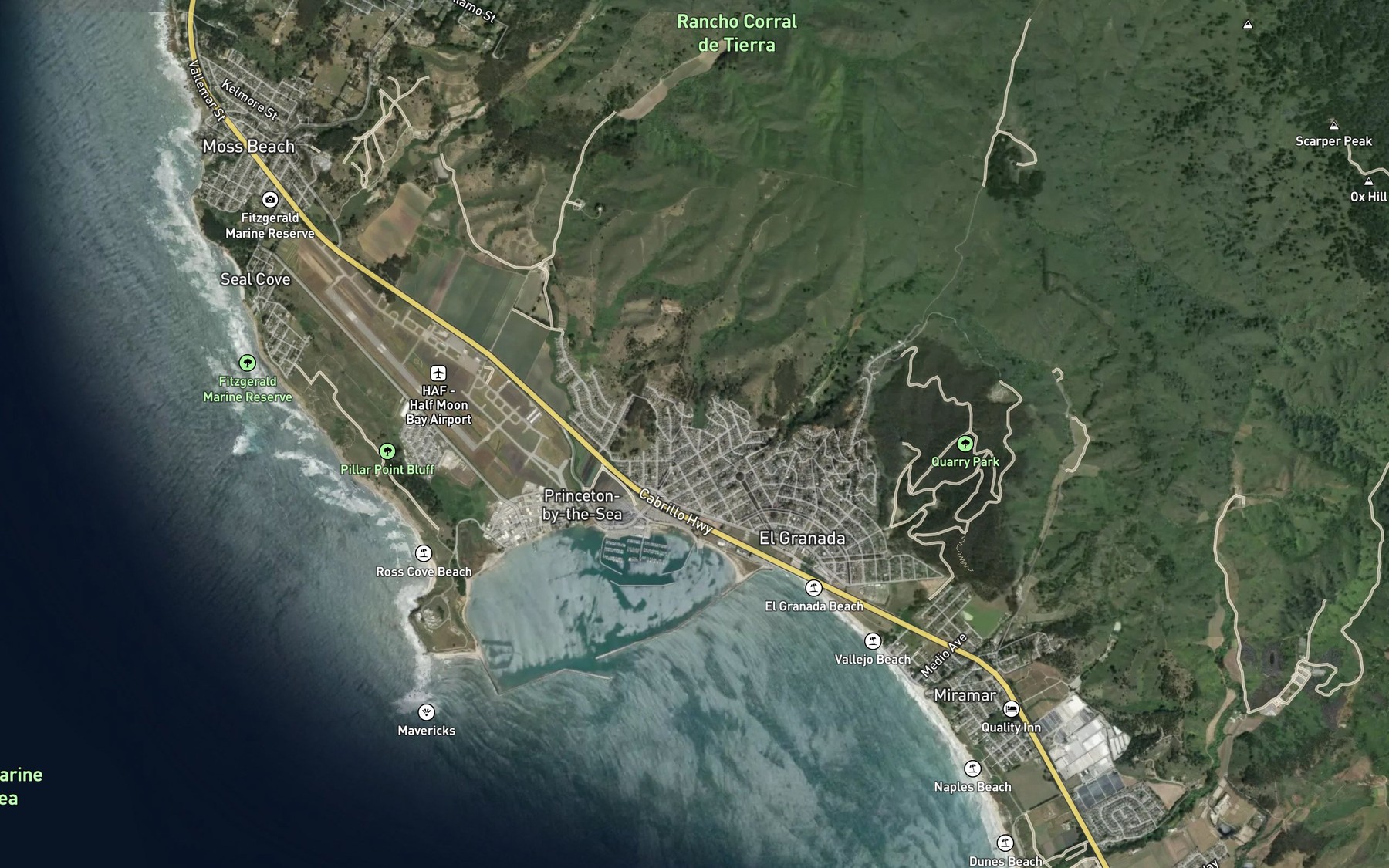 Satellite map of the San Agustin Creek