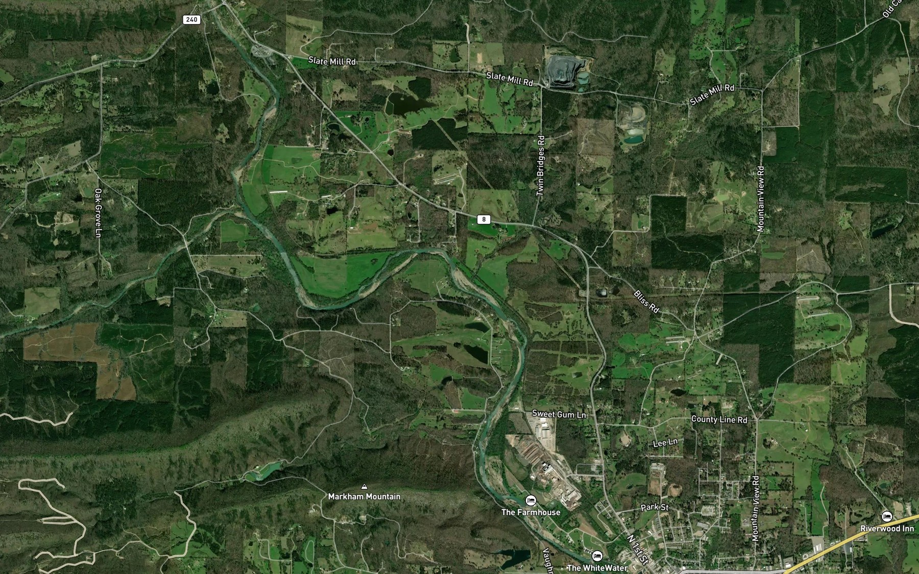 Satellite map of the Fivemile Creek