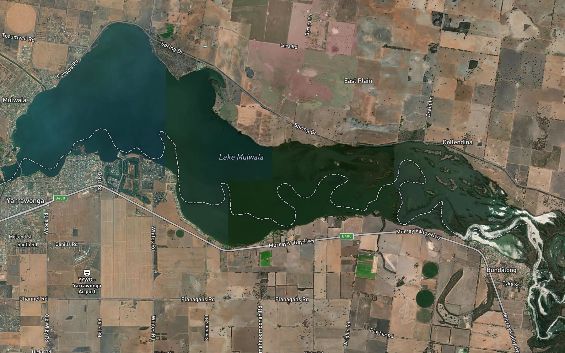 Satellite map of the Lake Mulwala