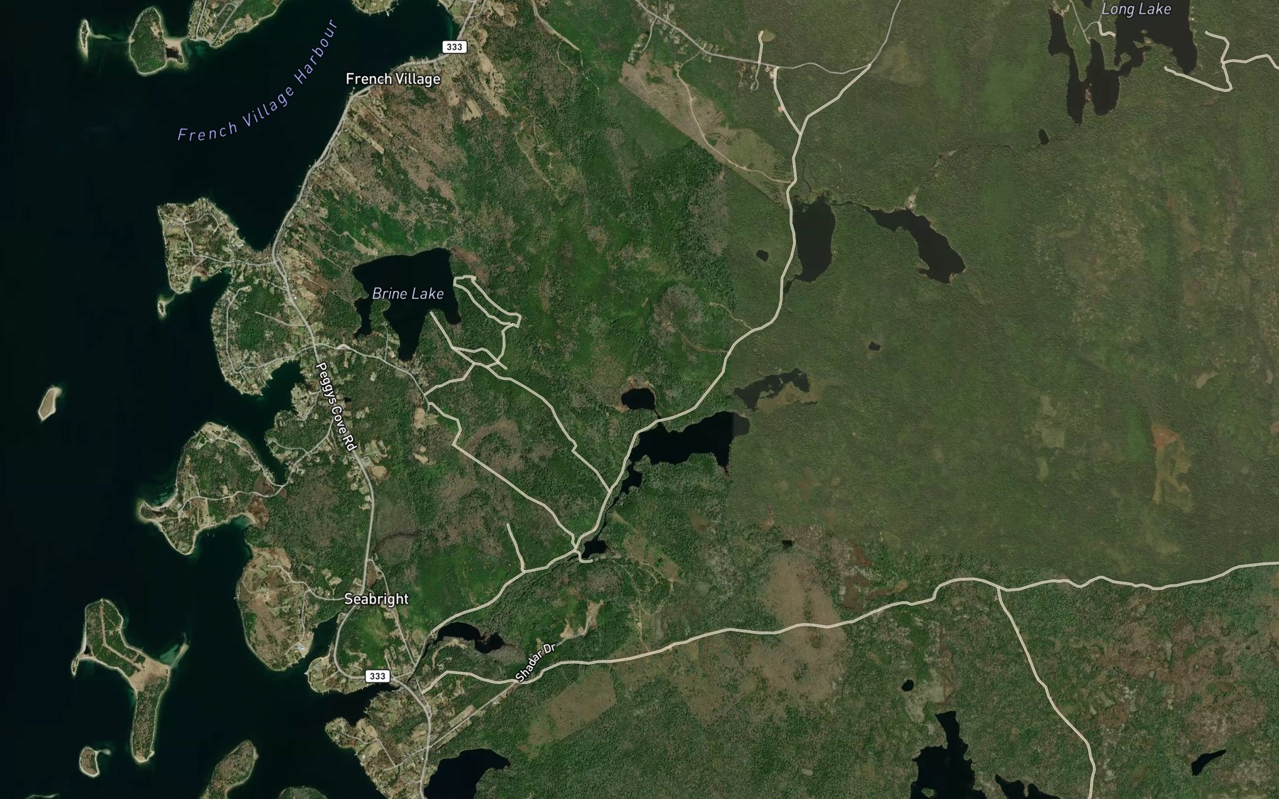 Satellite map of the Brines Little Lake