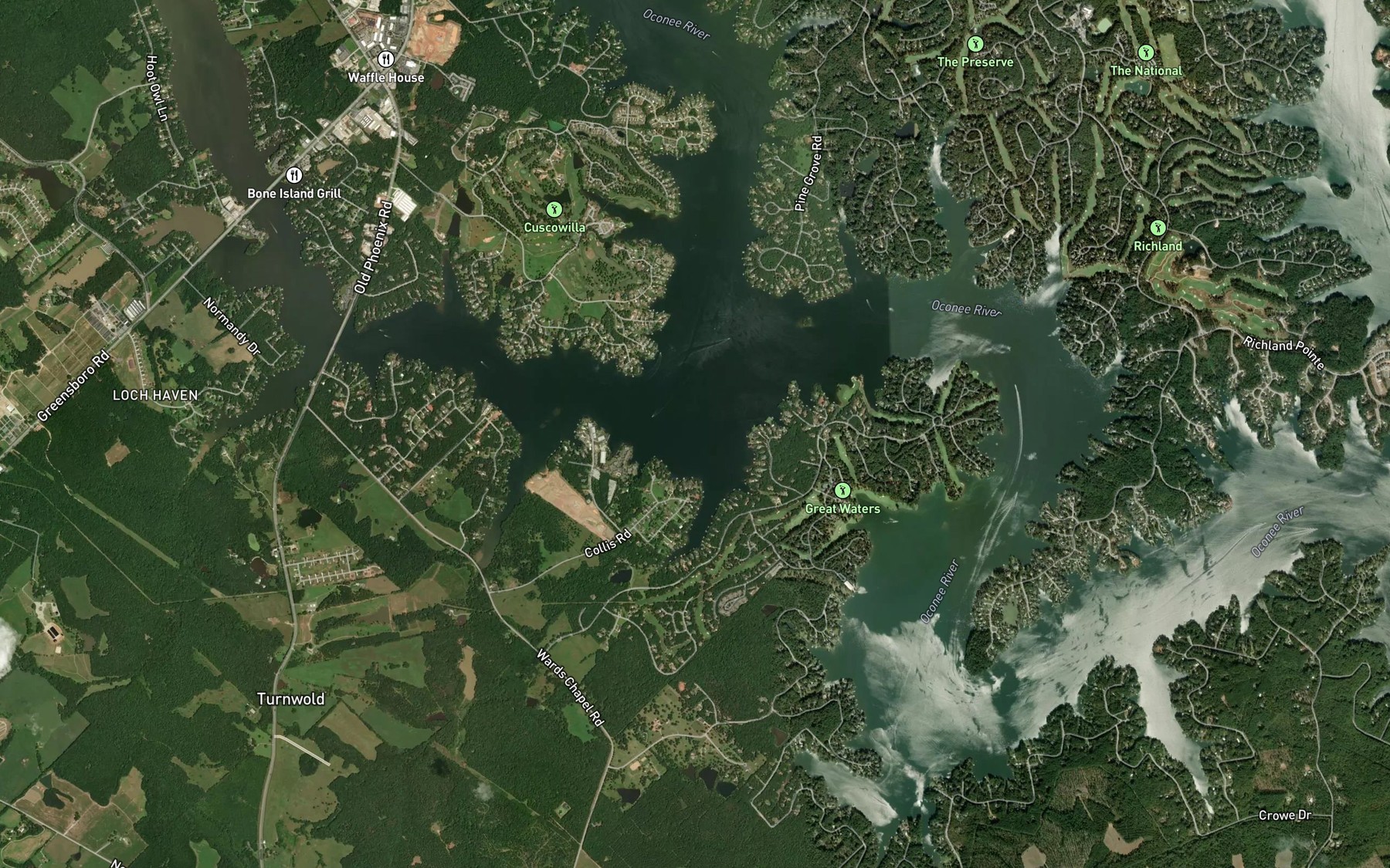 Satellite map of the Lick Creek