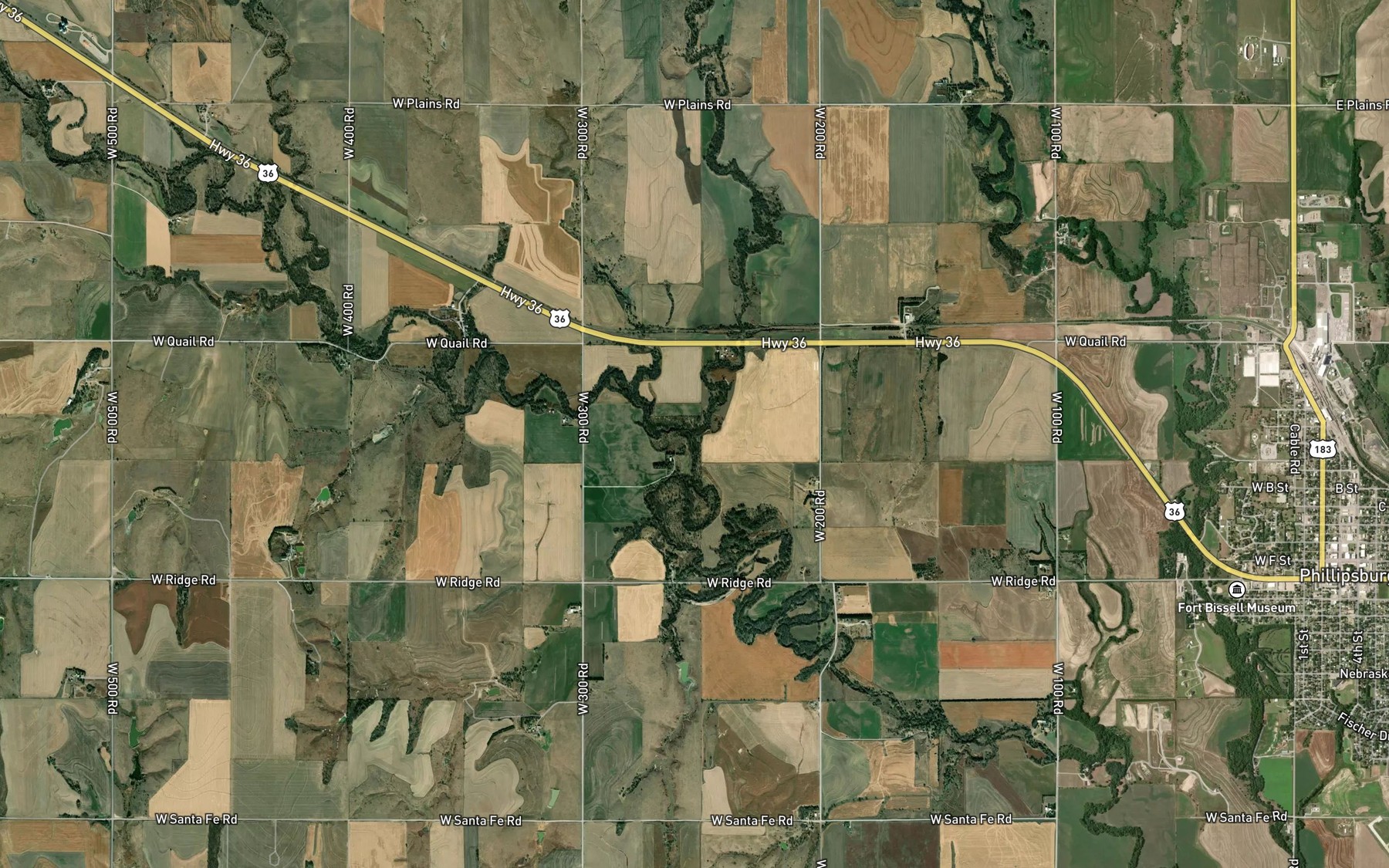 Satellite map of the Bissell Creek