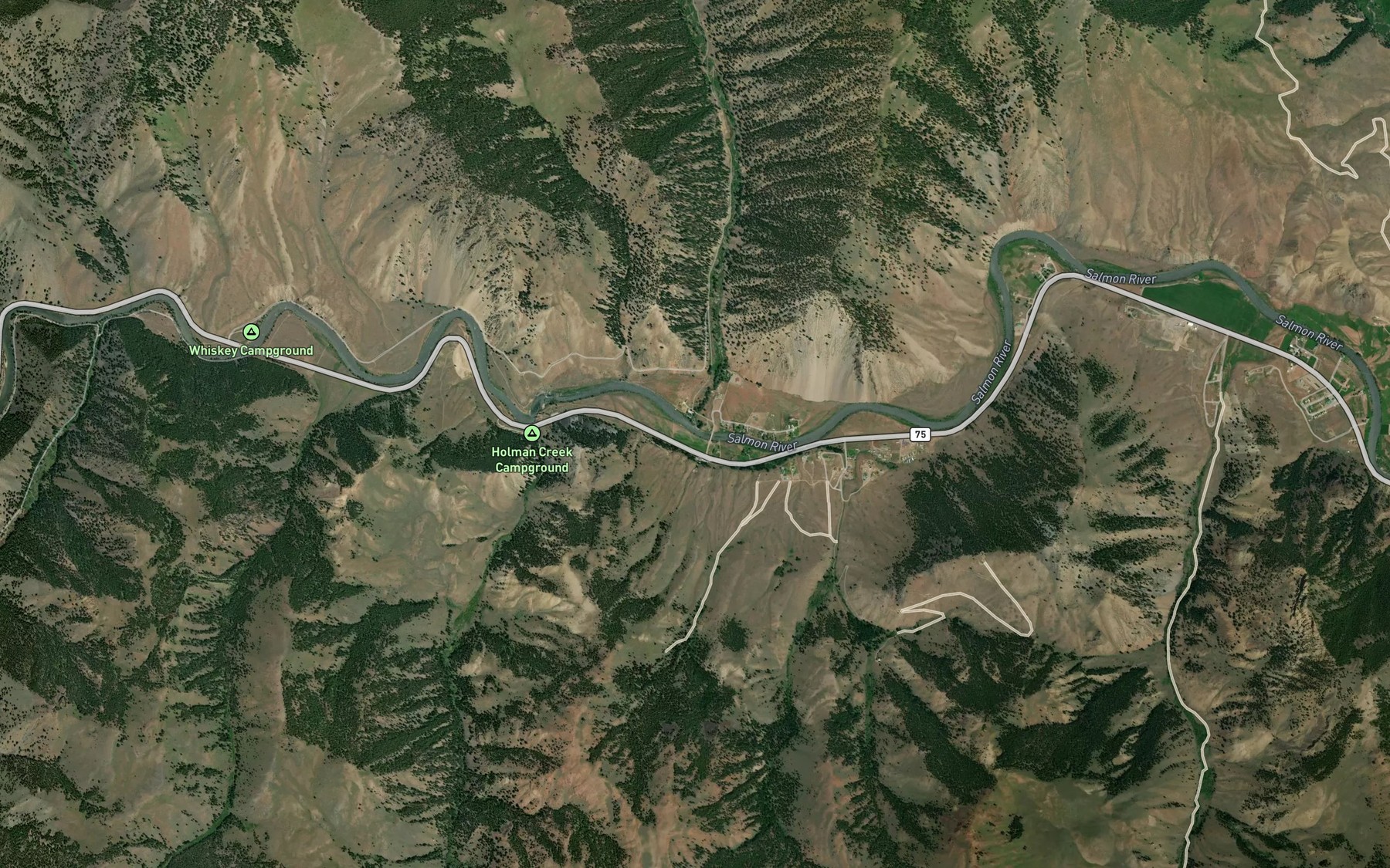 Satellite map of the Thompson Creek