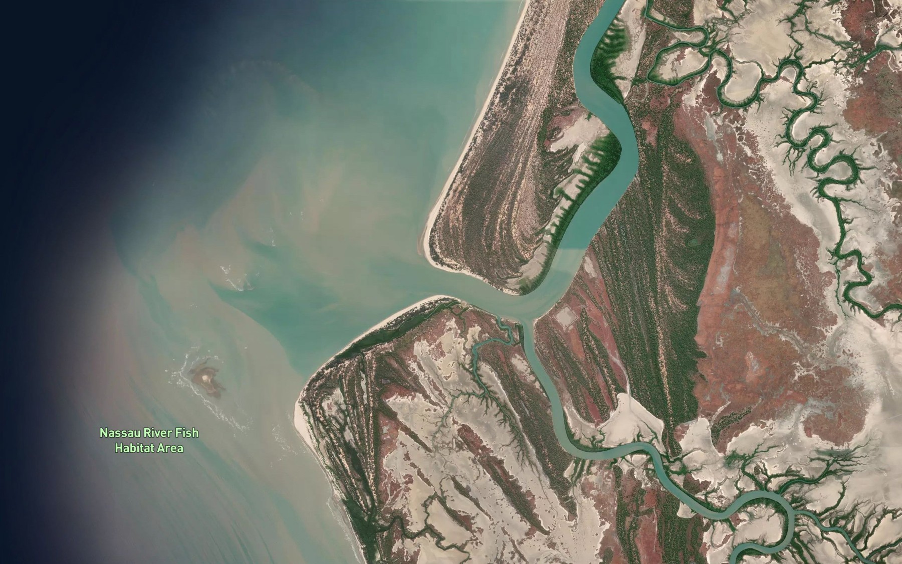 Satellite map of the Nassau River, Yagoonyah