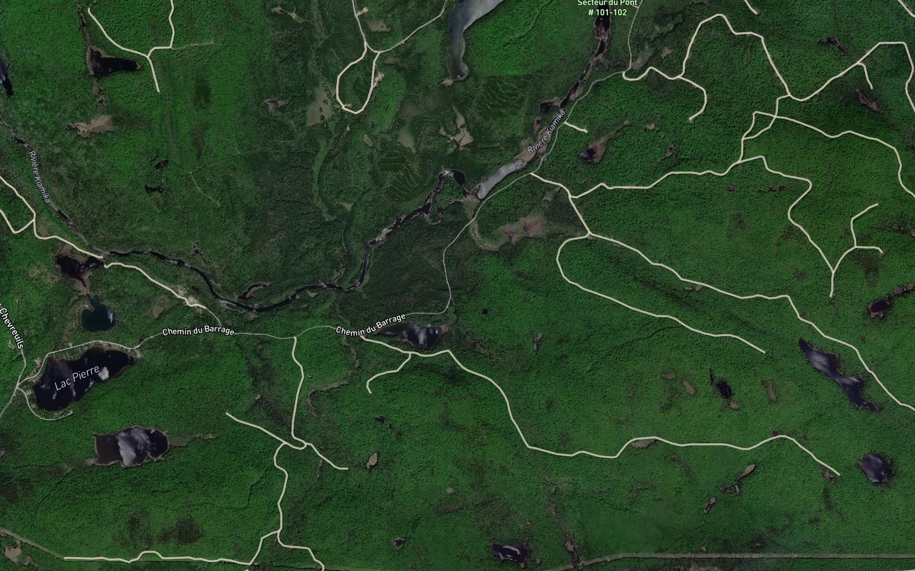 Satellite map of the Crique Raquette