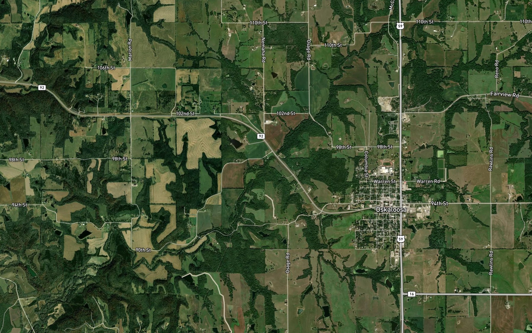 Satellite map of the Burr Oak Branch