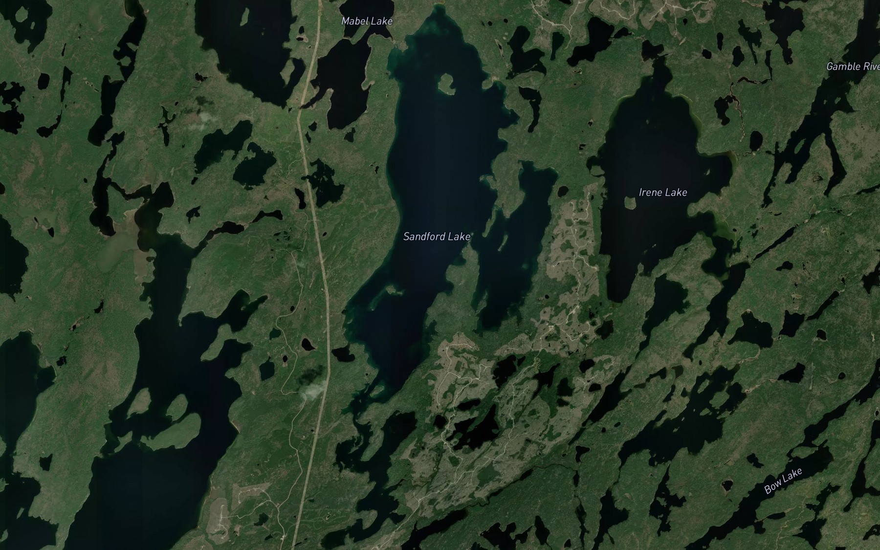 Satellite map of the Sandford Lake