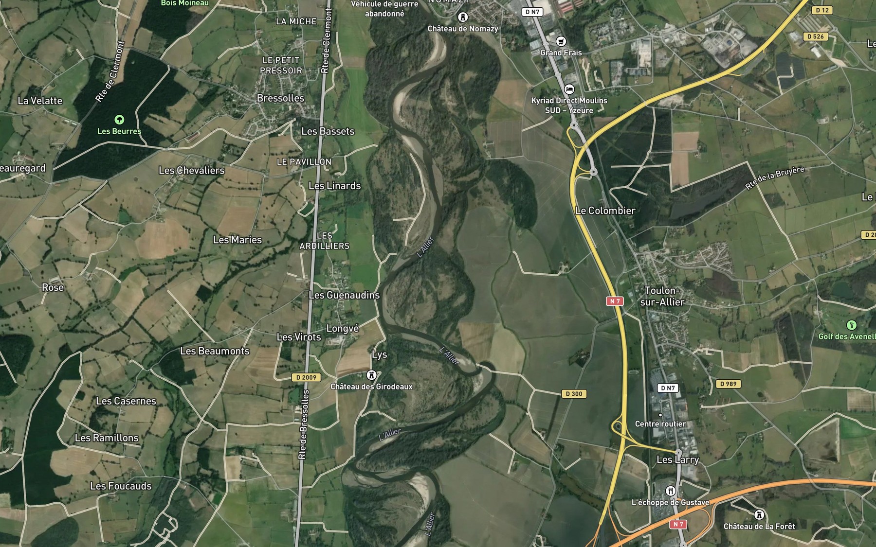 Satellite map of the Ruisseau de Luzeray