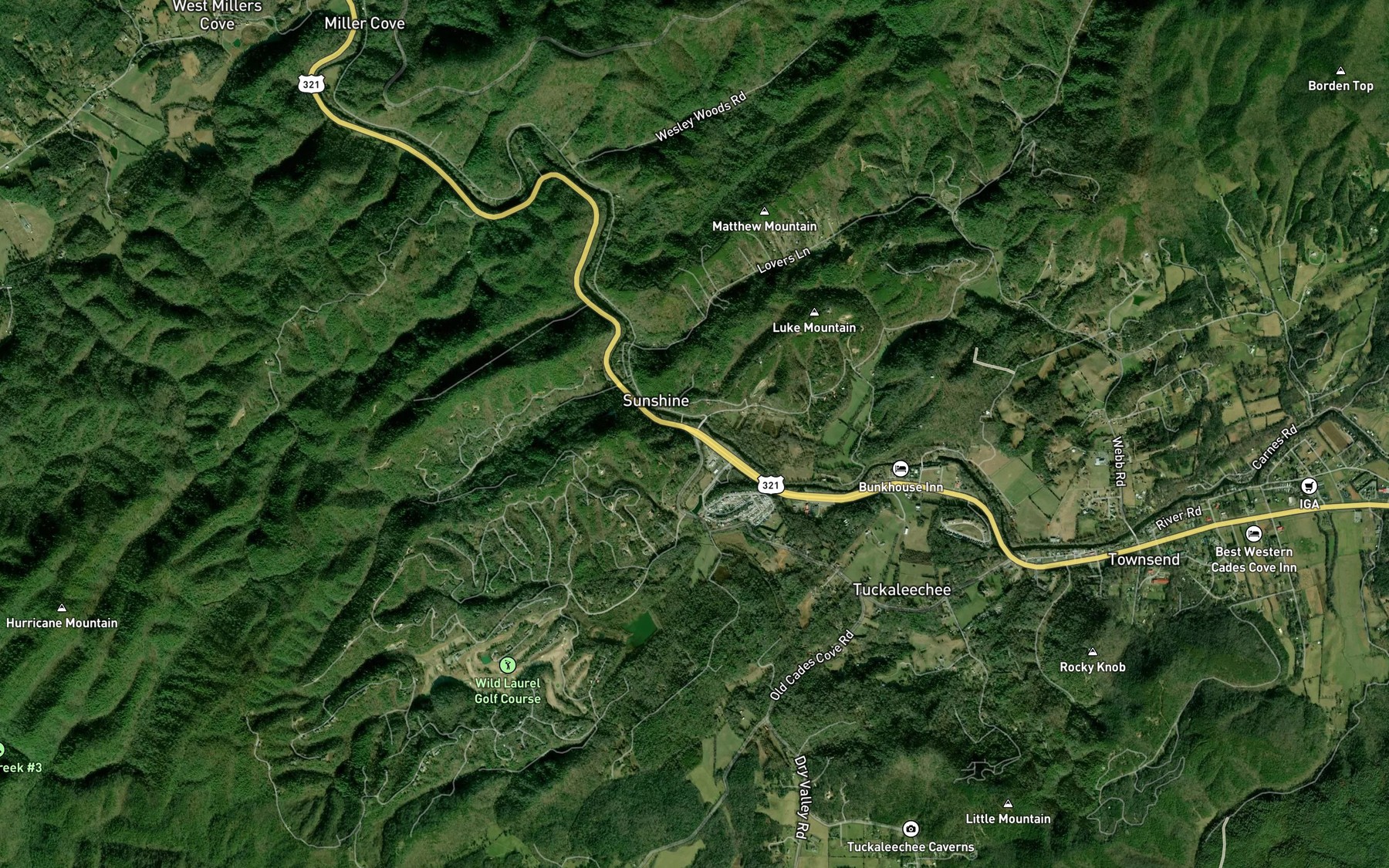 Satellite map of the Short Creek