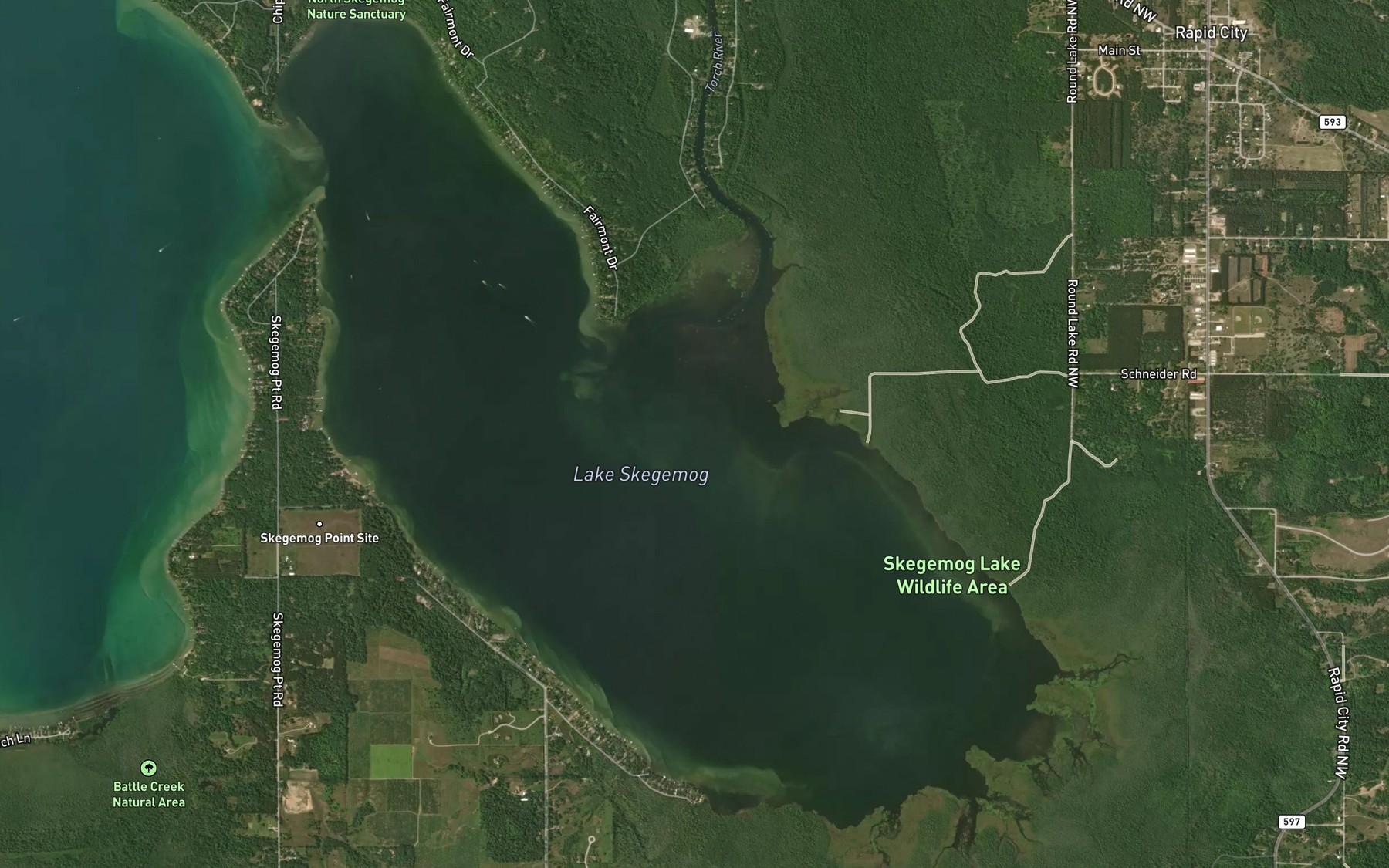 Satellite map of the Lake Skegemog
