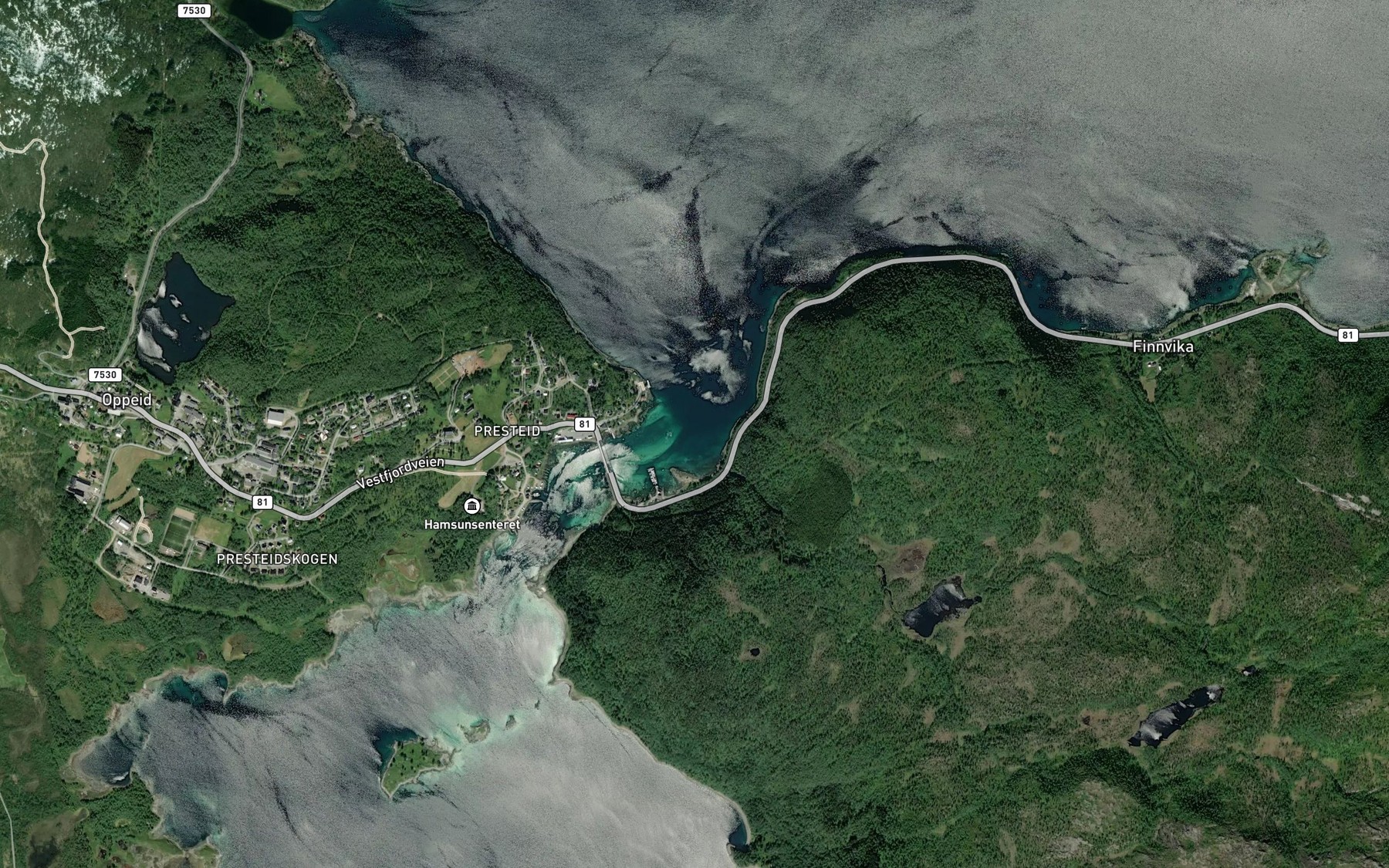 Satellite map of the Presteidvika