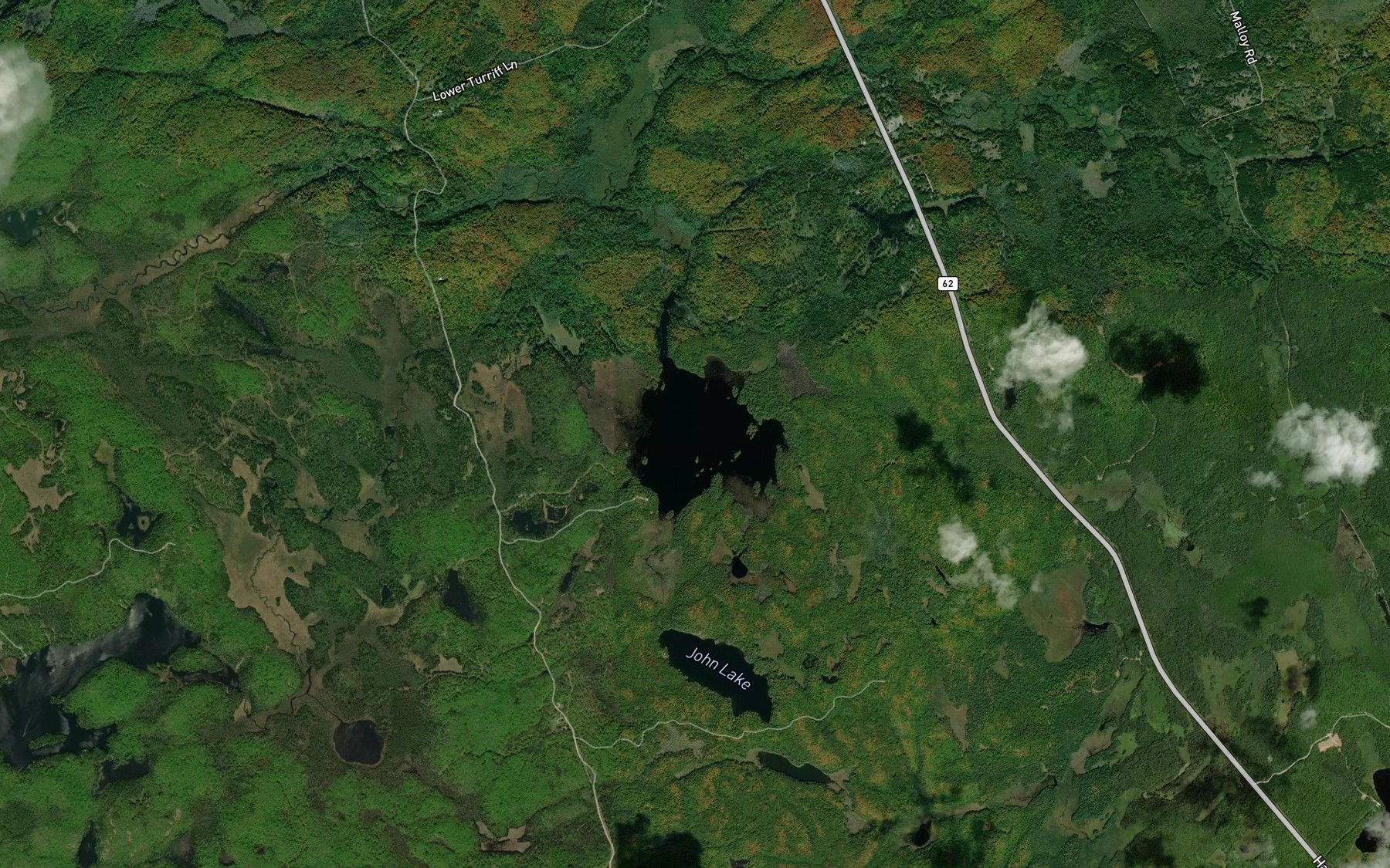 Satellite map of the Bear Shanty Lake