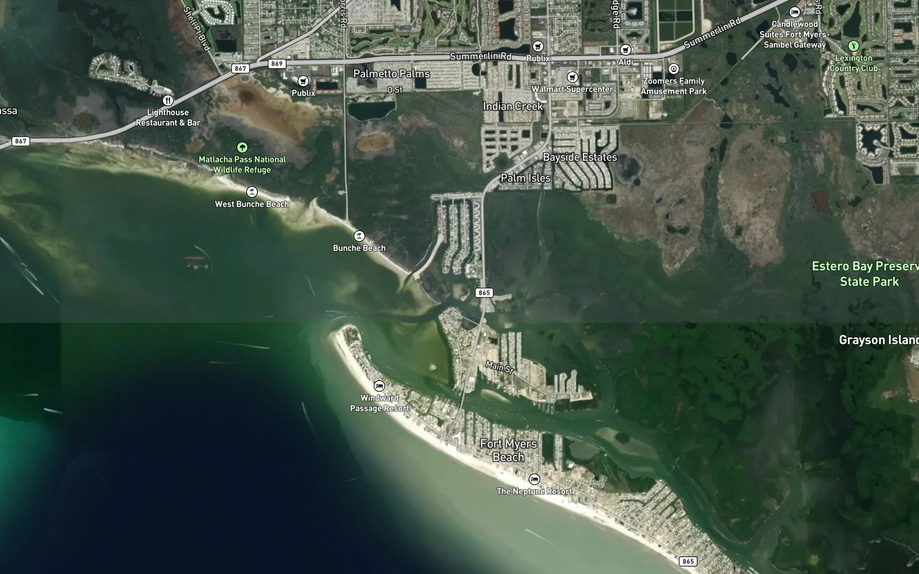 Satellite map of the Pelican Bay