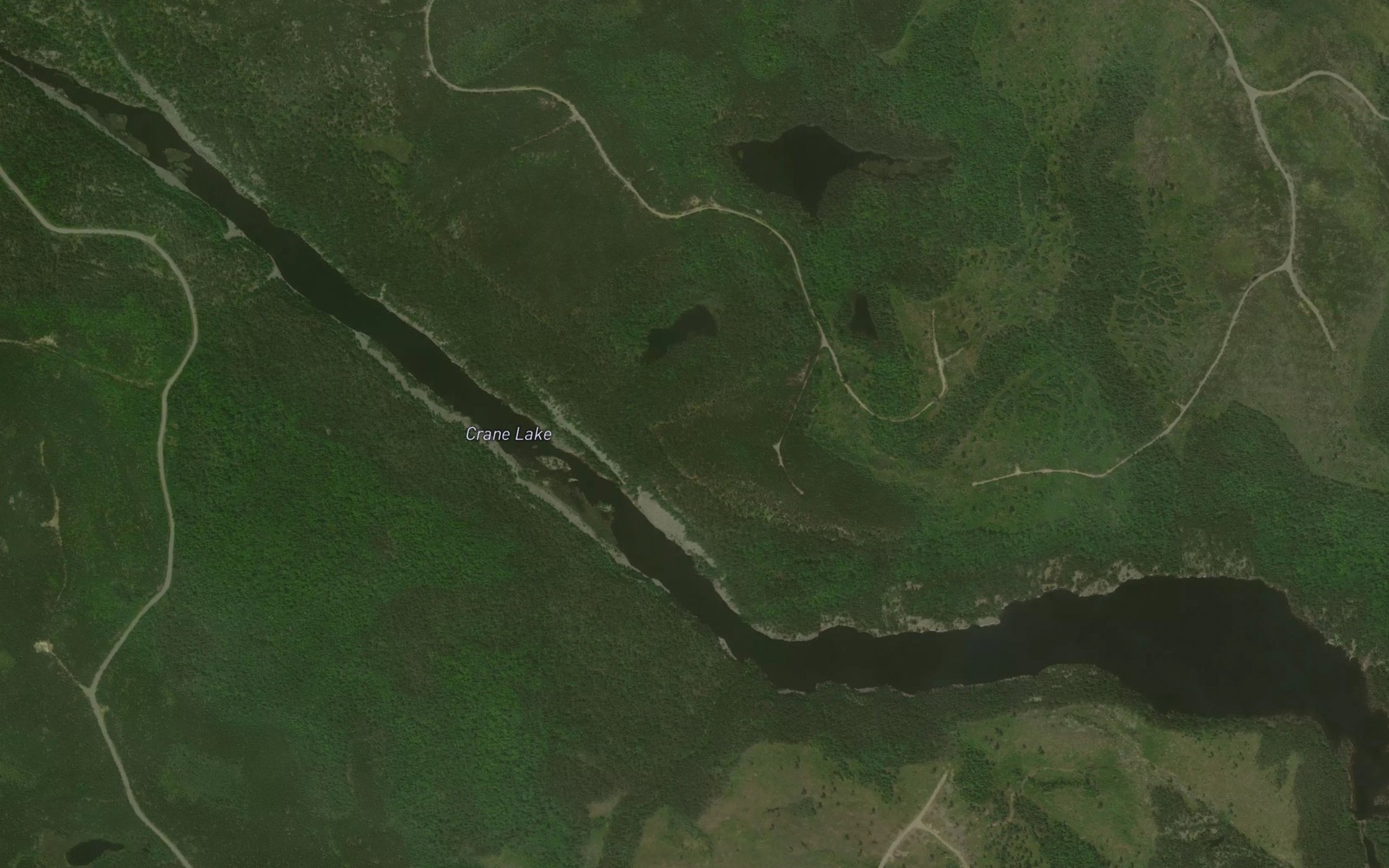 Satellite map of the Crane Lake