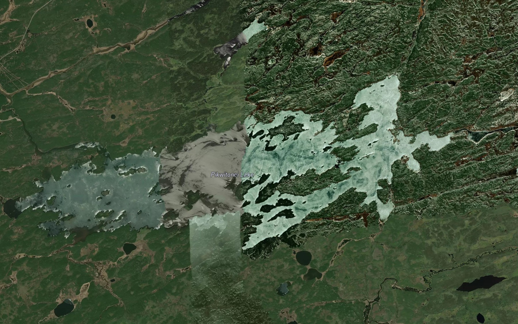Satellite map of the Pikwitonei Lake