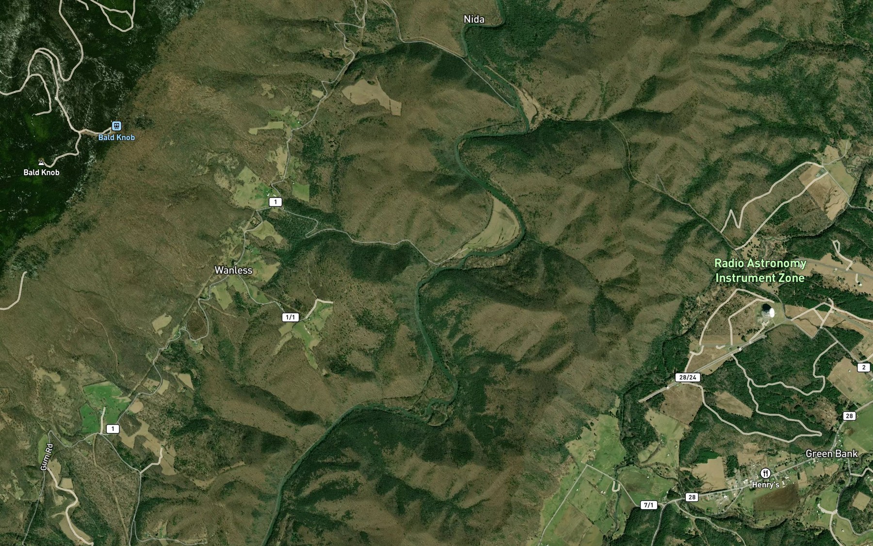 Satellite map of the Wanless Run