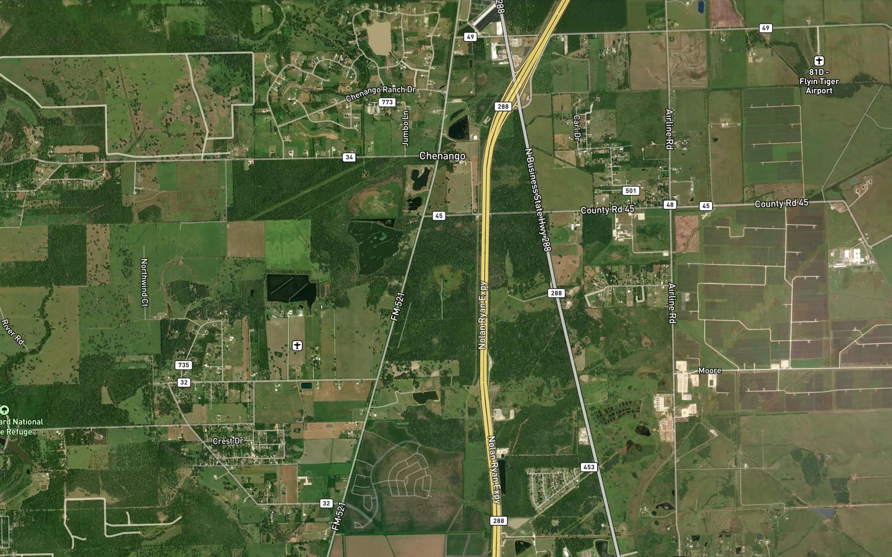 Satellite map of the Jamison Lake