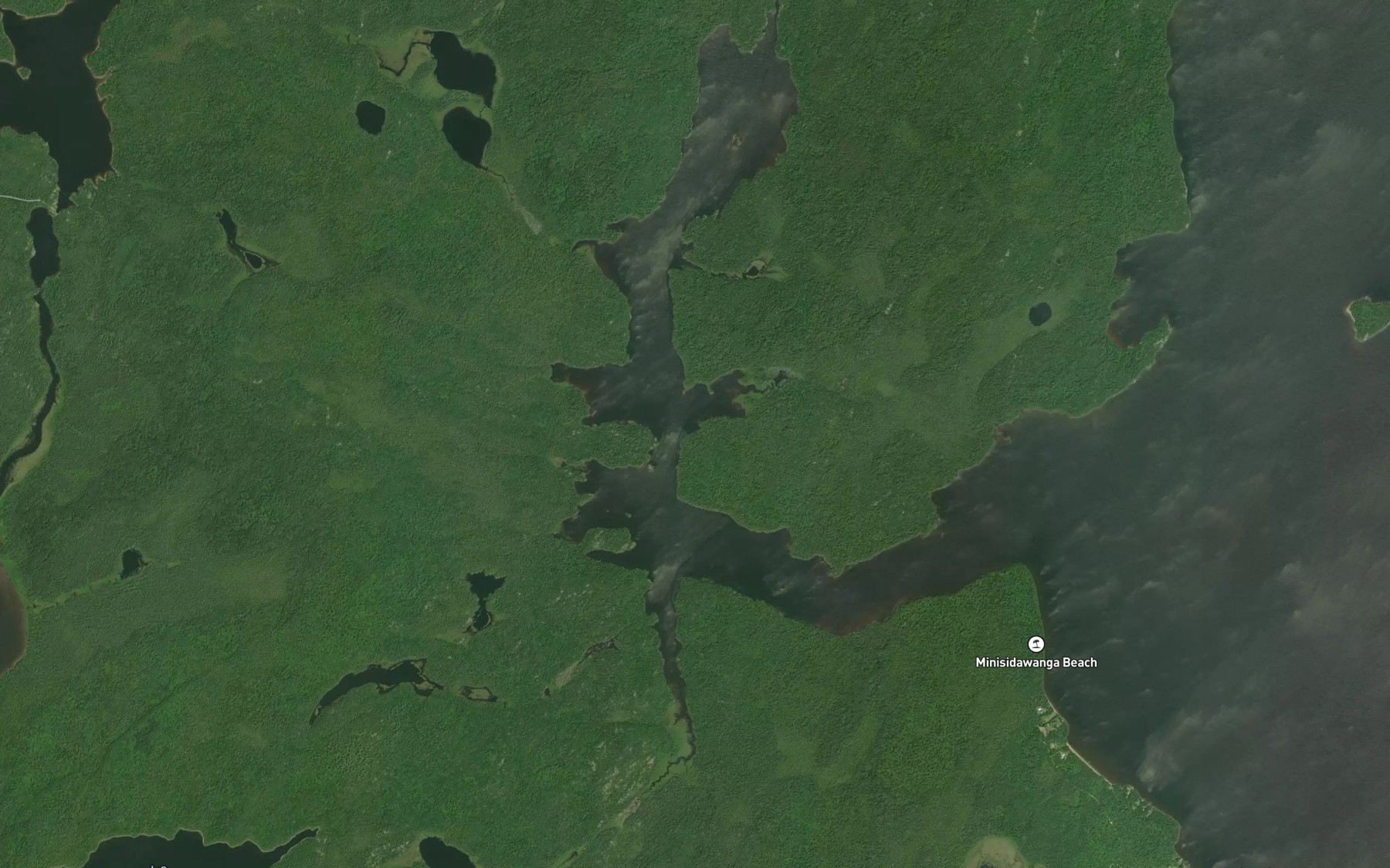 Satellite map of the Spruce Bay