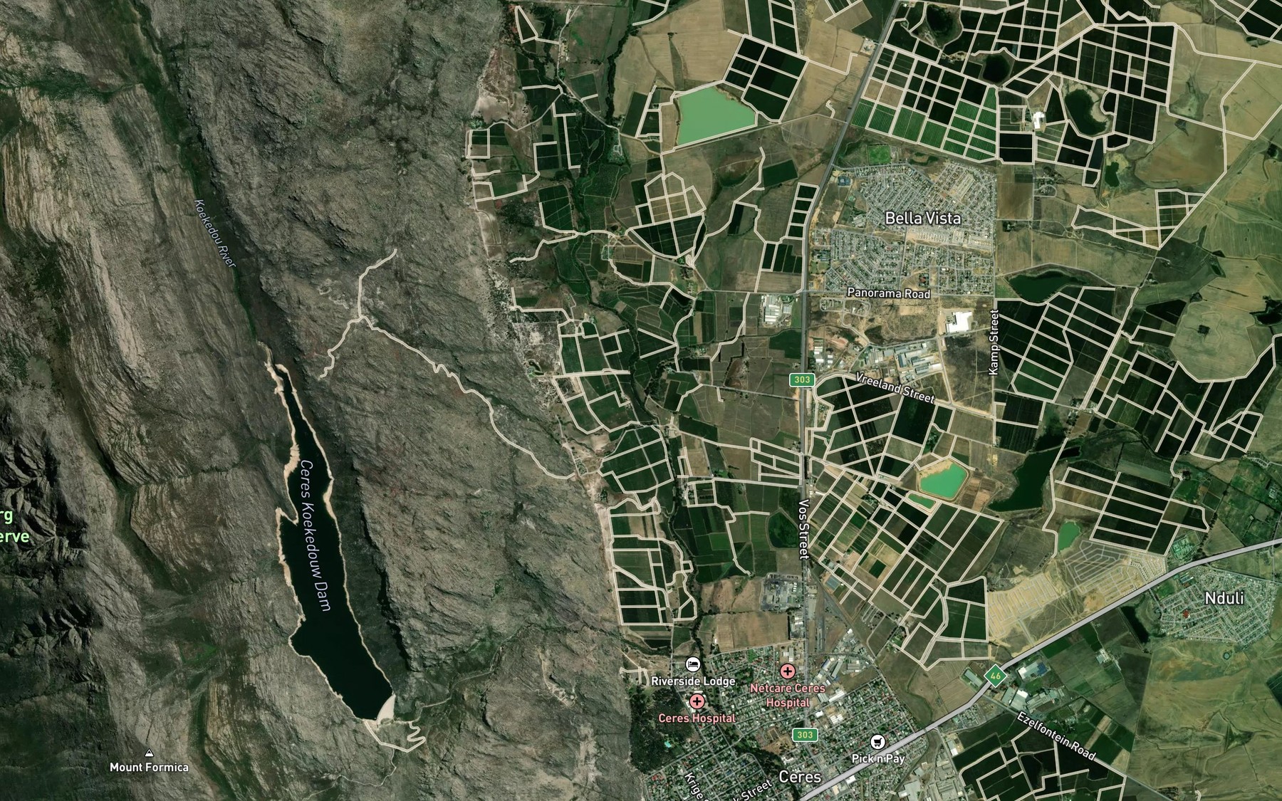 Satellite map of the Dwarsrivier